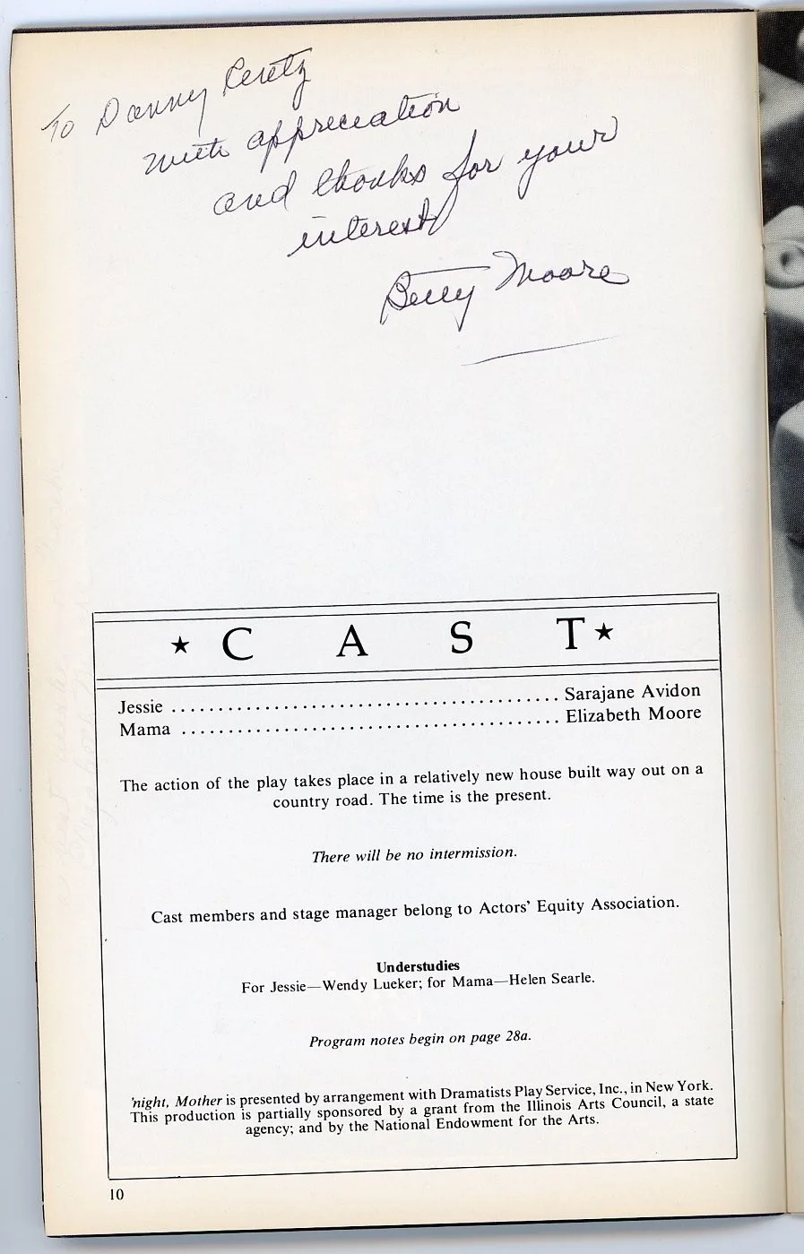Elizabeth Moore — Elizabeth Moore - Twice Signed 1986 Stagebill for 'night, Mother, image 2