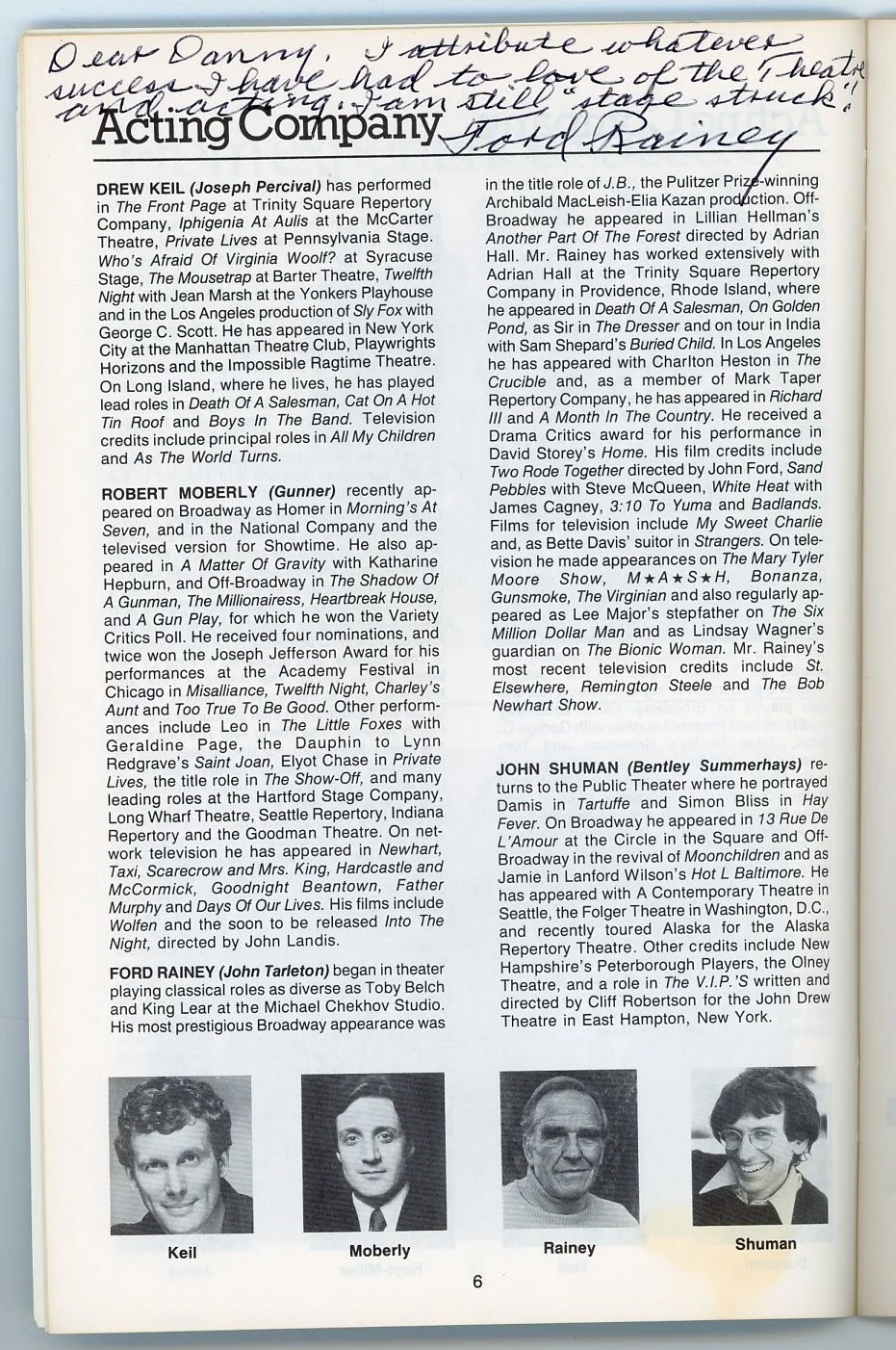 Ford Rainey — Ford Rainey - Signed Pittsburgh Public Theater Program for Misalliance, image 2