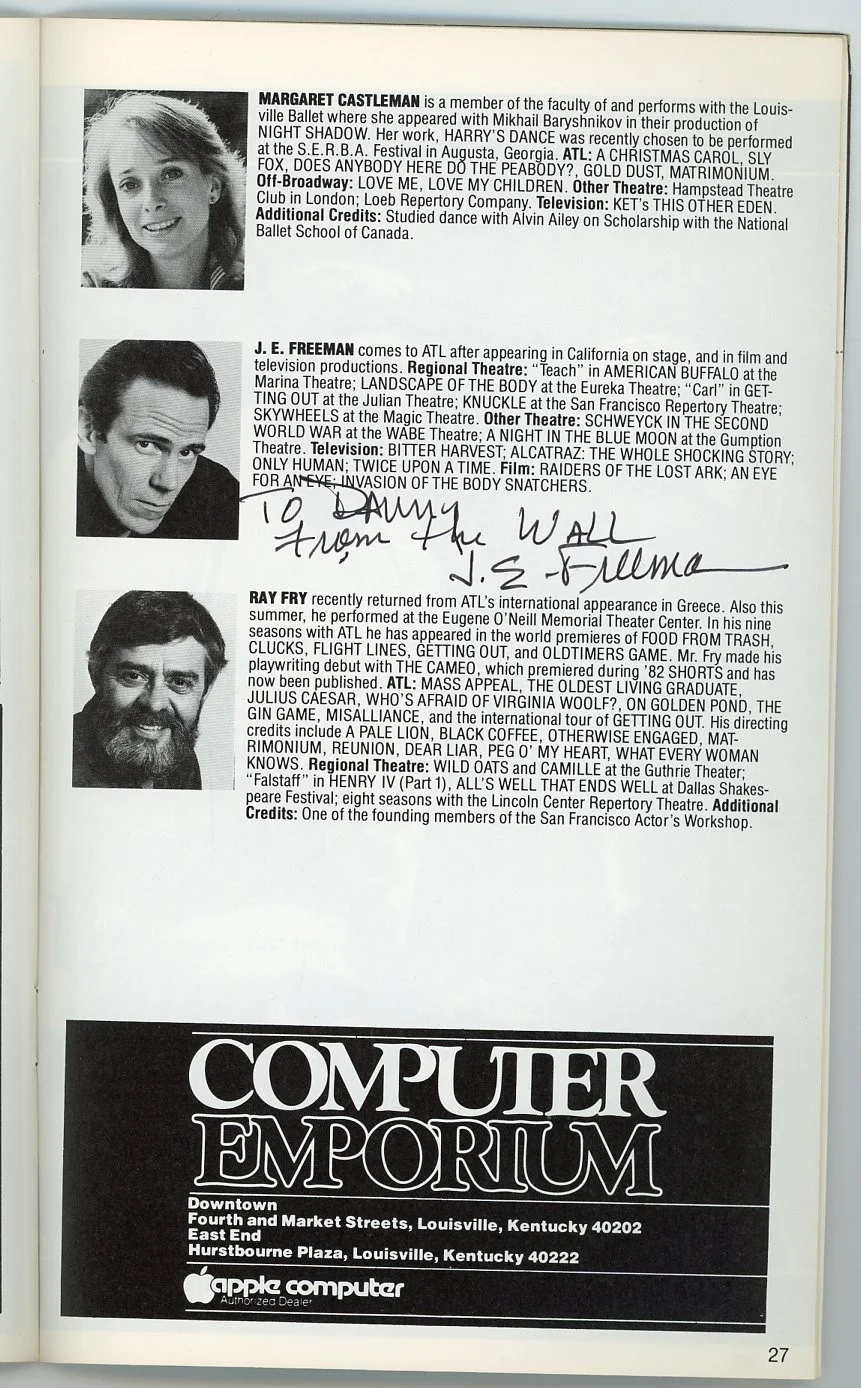 J. E. Freeman, Jan Leslie Harding — J. E. Freeman & Jan Leslie Harding-Signed Actors Theatre of Louisville Program, изображение 2