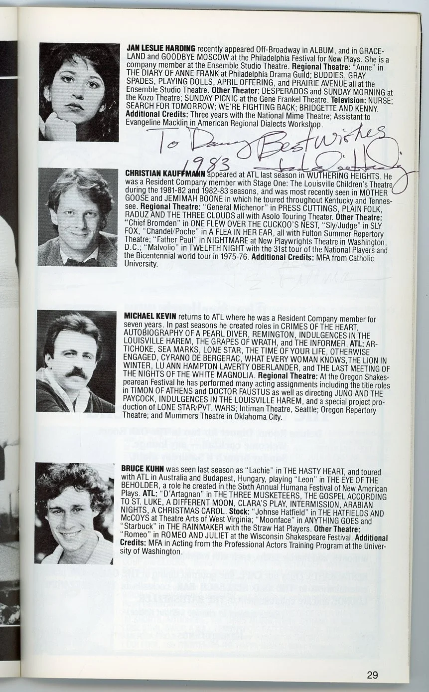 J. E. Freeman, Jan Leslie Harding — J. E. Freeman & Jan Leslie Harding-Signed Actors Theatre of Louisville Program, изображение 3