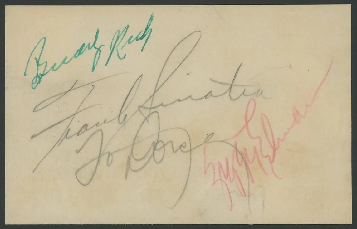 FRANK SINATRA signed 1941 Tommy Dorsey band cut autographs PSA/DNA Buddy Rich, изображение 2