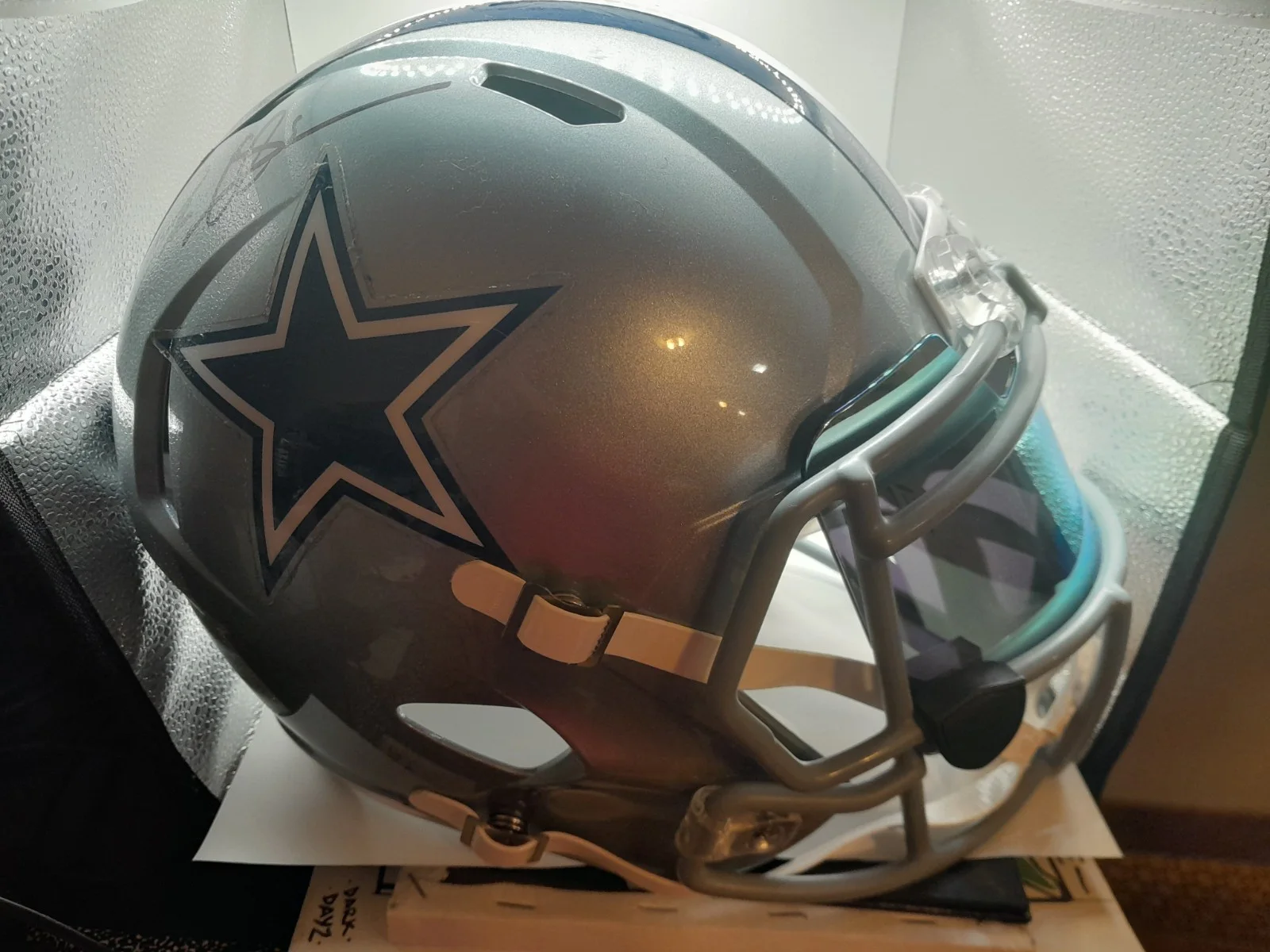 Deion Sanders Signed Dallas Cowboys Speed Helmet Autographed Silver Visor #21, изображение 3