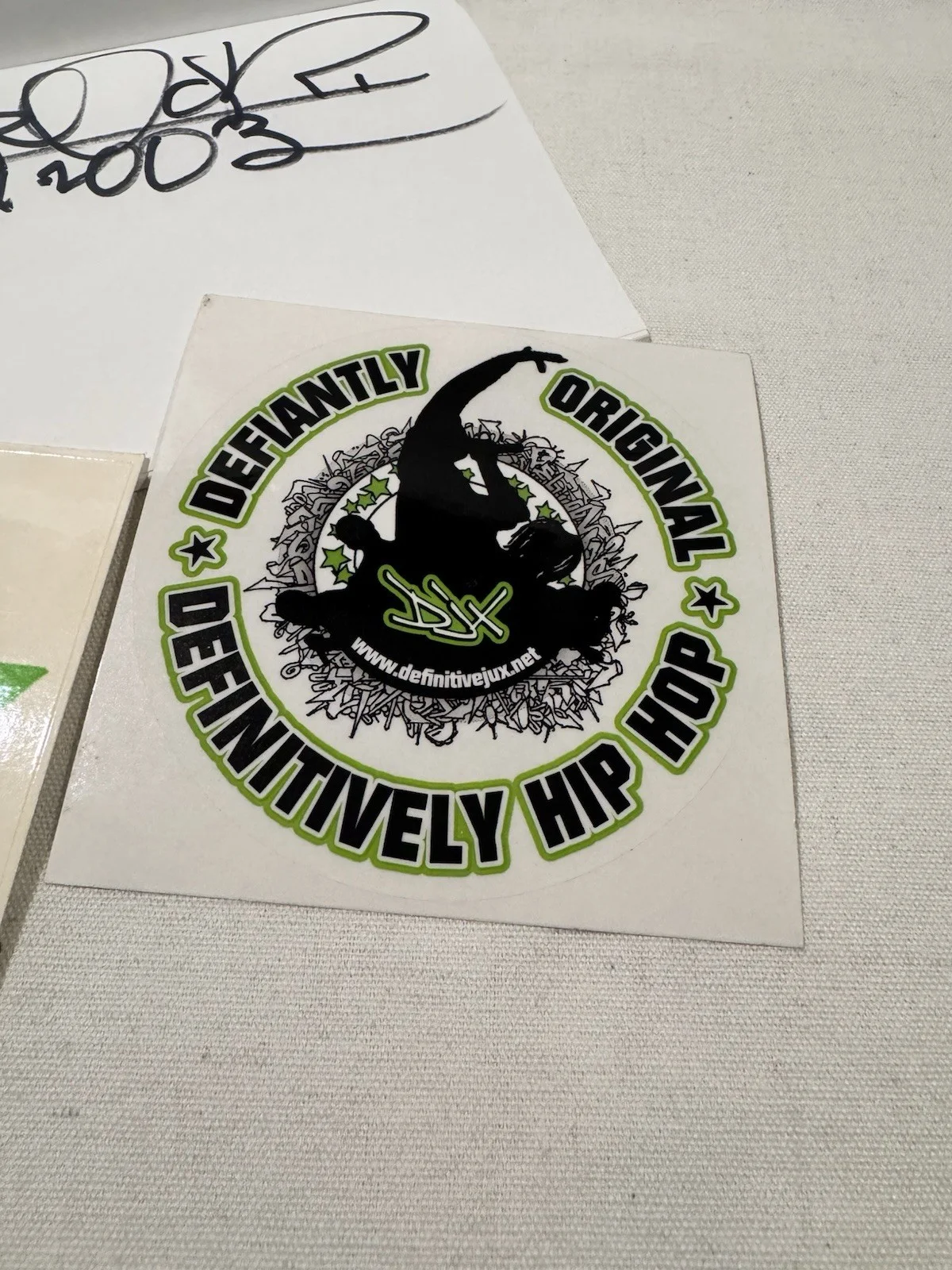 Aesop Rock Signed Note Pad From 2003 And Two Definitive Jux Stickers Hip Hop, image 3
