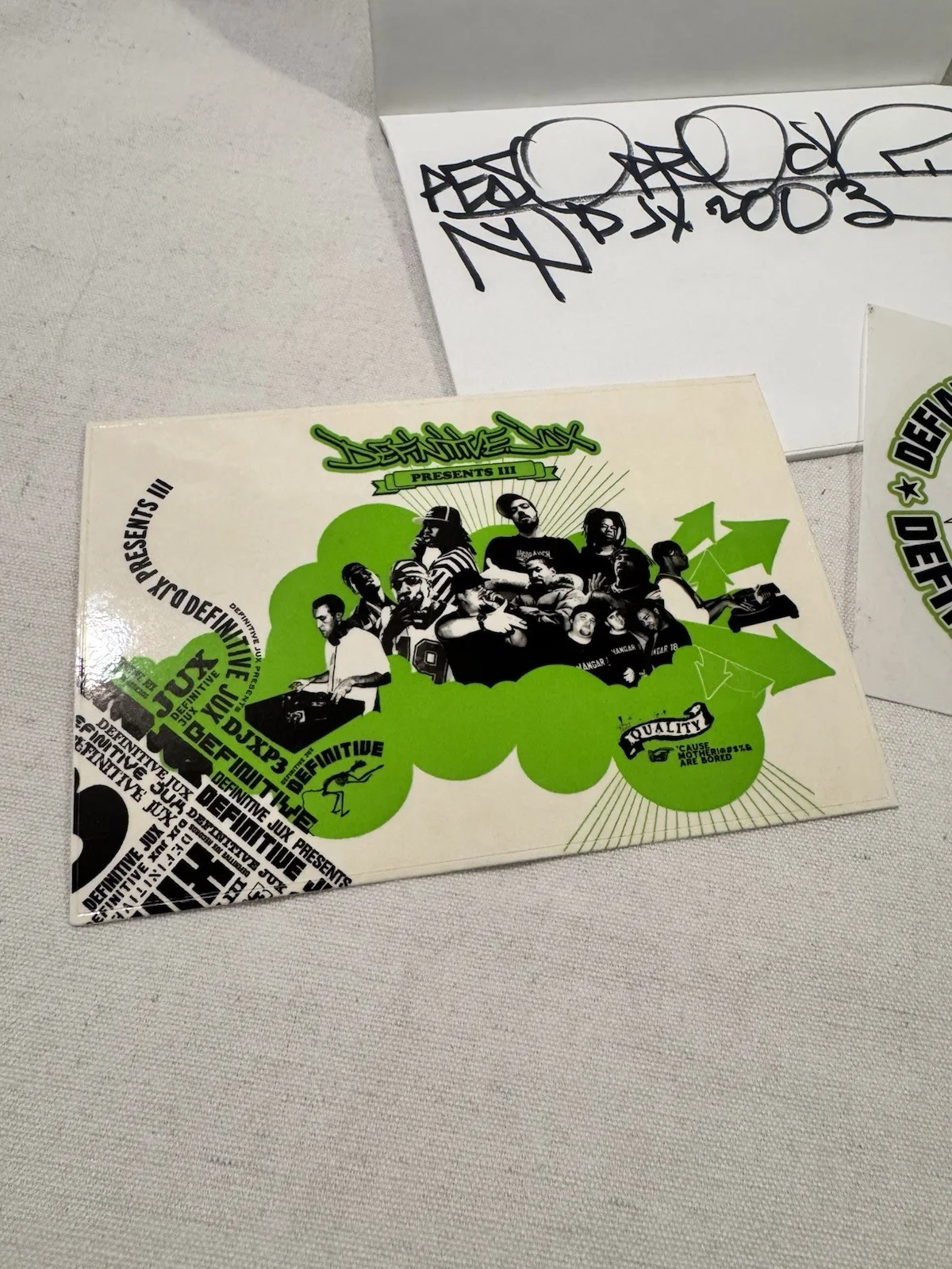 Aesop Rock Signed Note Pad From 2003 And Two Definitive Jux Stickers Hip Hop, image 4