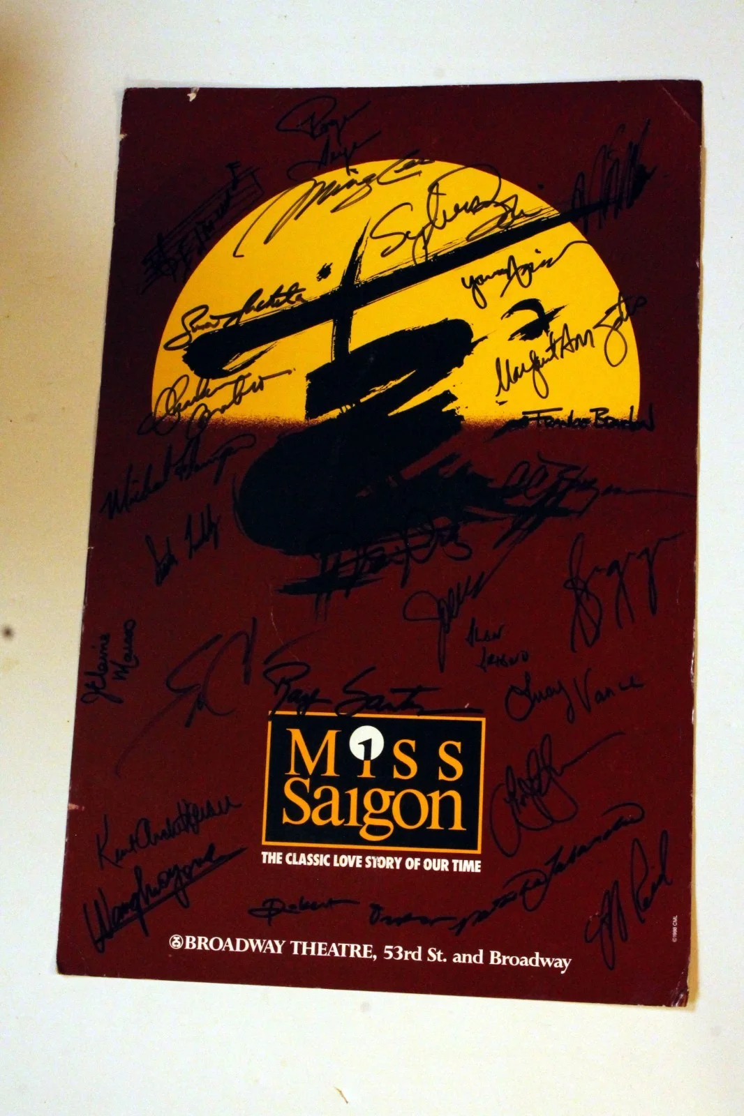 MISS SAIGON Window Card Broadway Theatre CAST AUTOGRAPHED HAND SIGNED, image 2