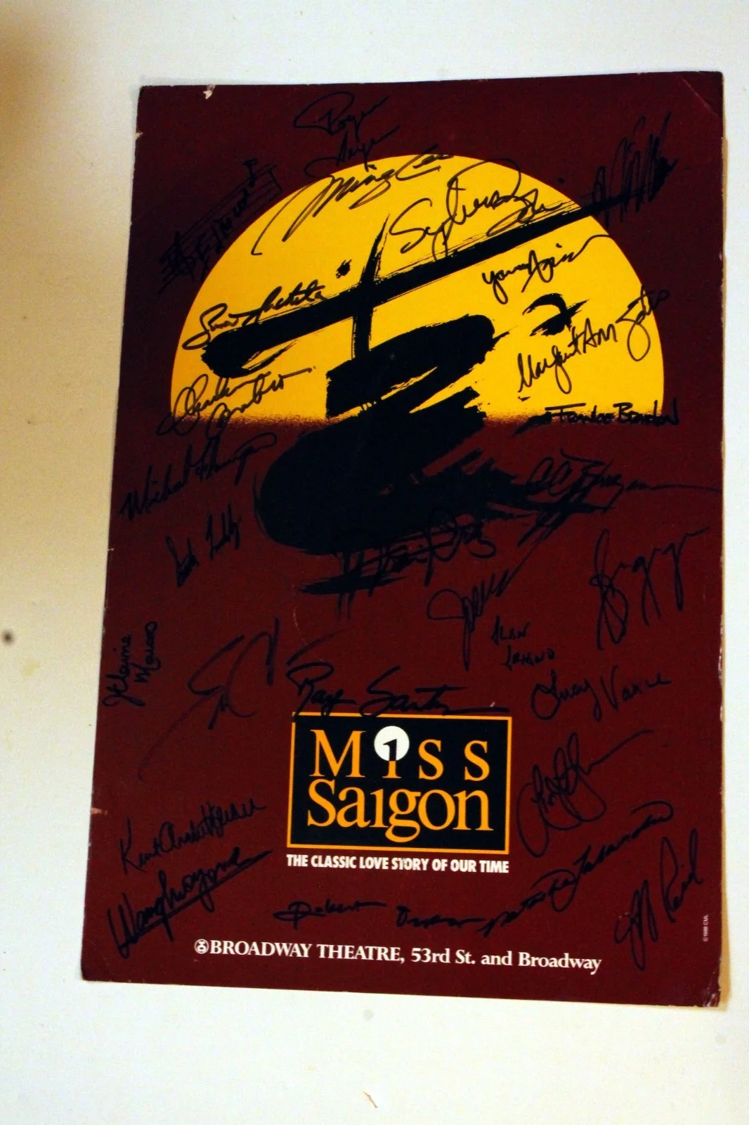 MISS SAIGON Window Card Broadway Theatre CAST AUTOGRAPHED HAND SIGNED, image 3
