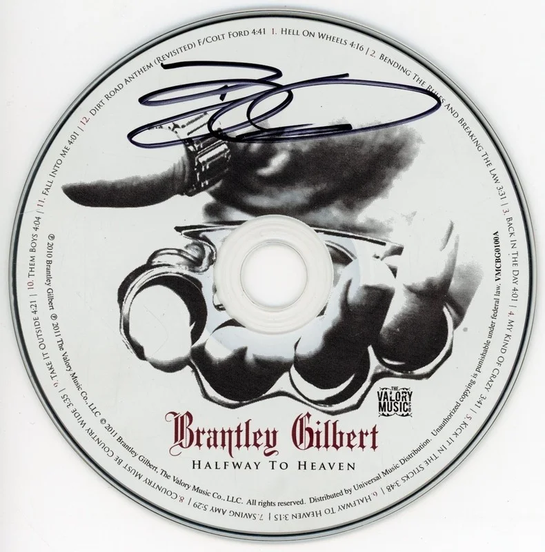 BRANTLEY GILBERT SIGNED HALFWAY TO HEAVEN FRAMED CD wEXACT PROOF & AUTOGRAPH COA, image 4