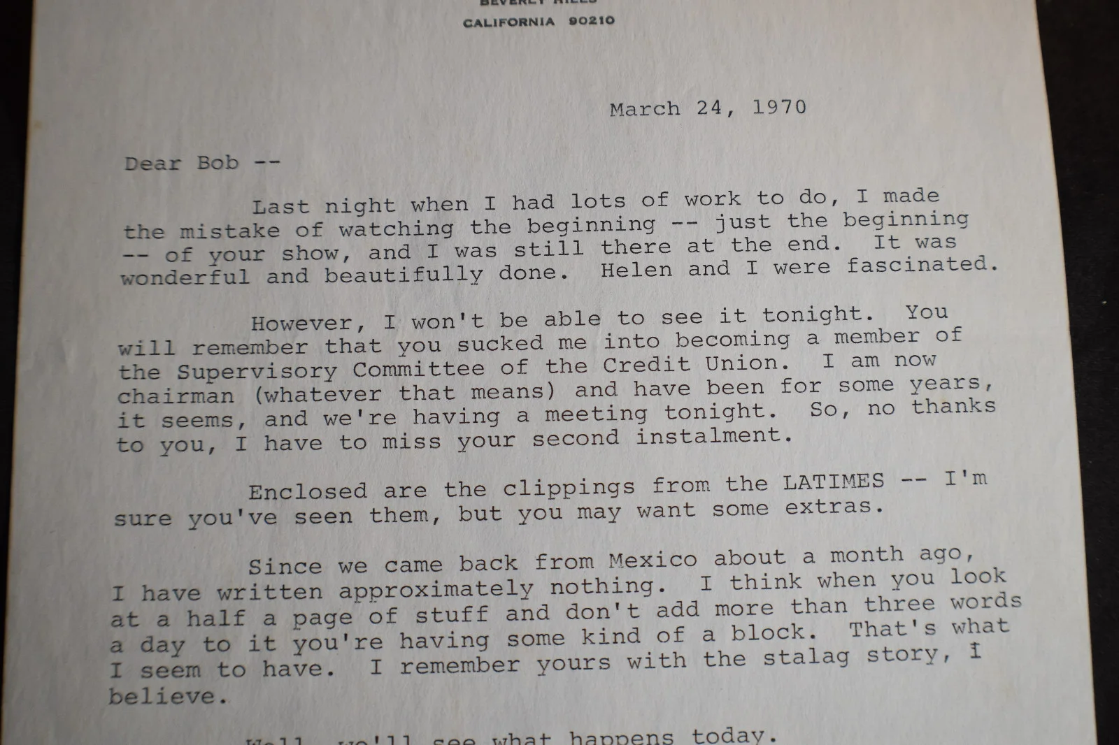 1970 *SIGNED* John L Greene Letter *MY FAVORITE MARTIAN*, изображение 2