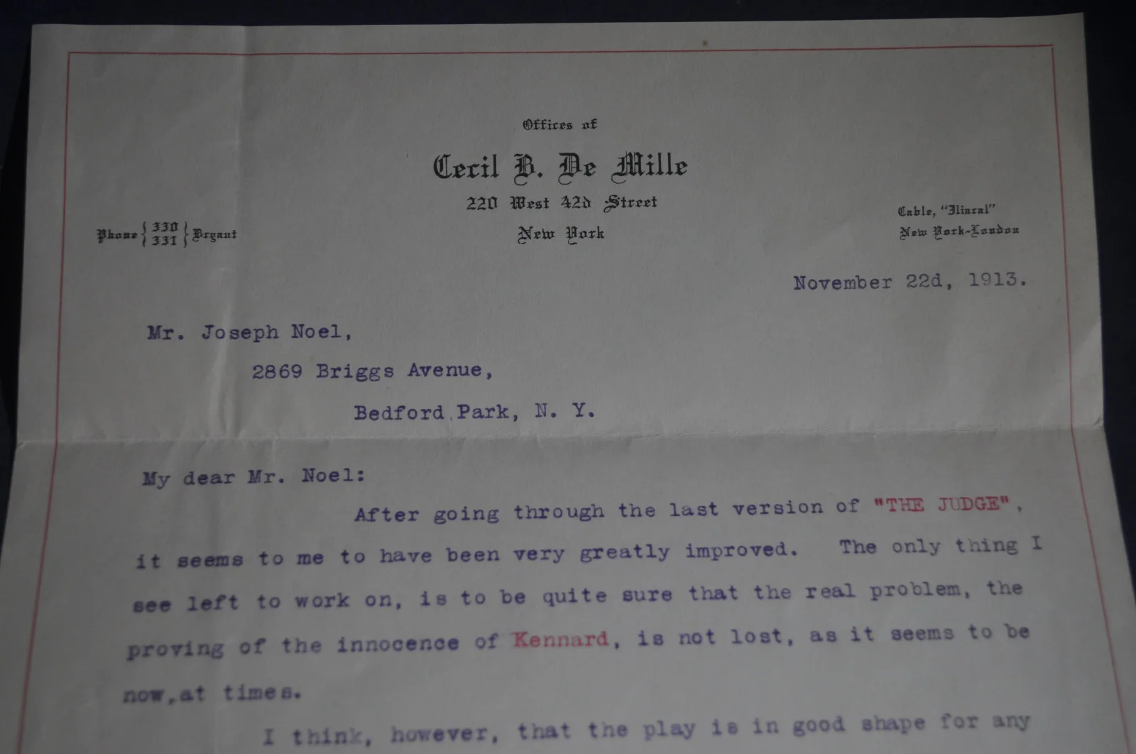 1913 *SIGNED/RARE* Beatrice DeMille on Offices of Cecil B DeMille Letterhead, изображение 2