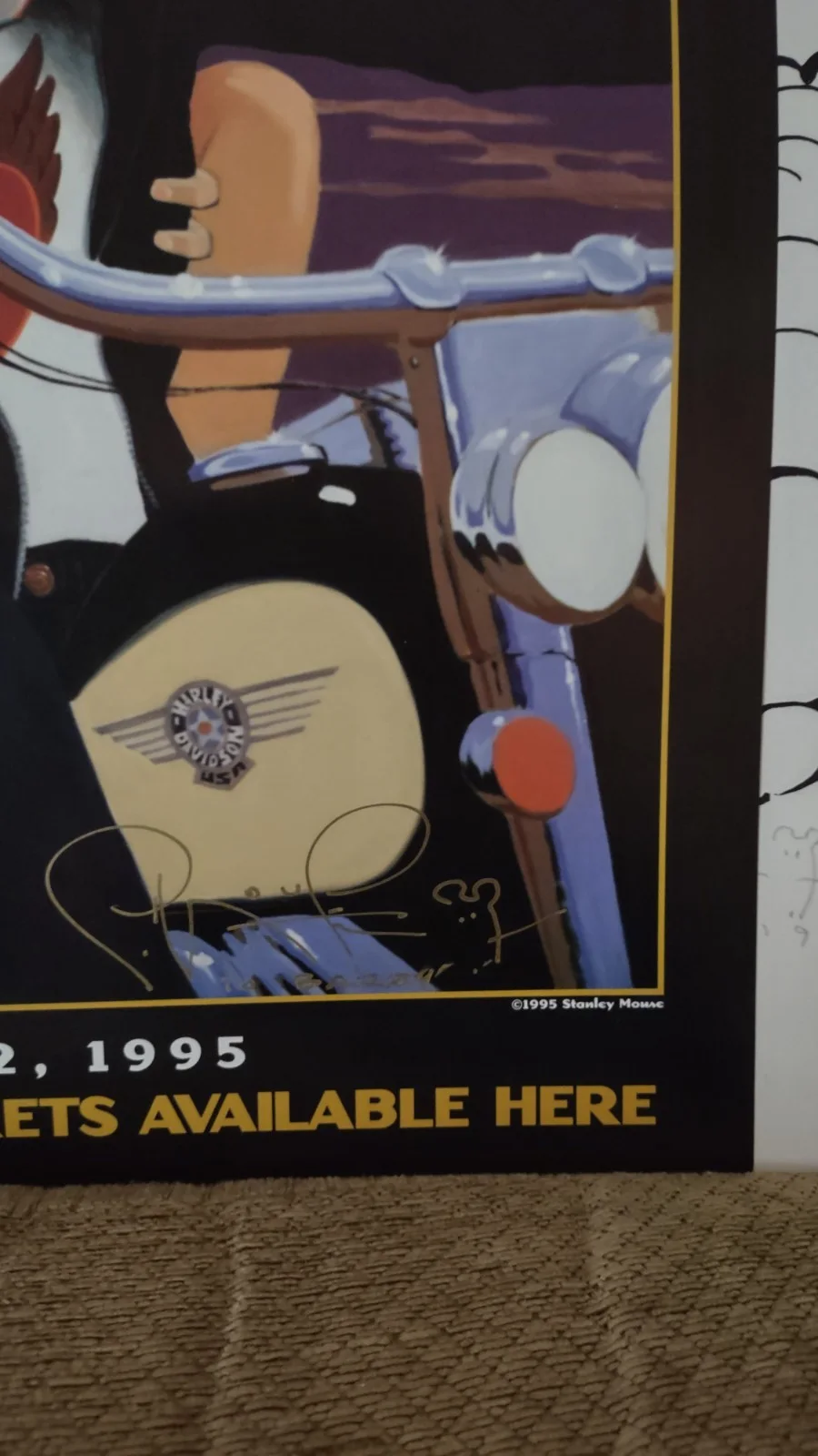 Stanley Mouse Signed 16x23 1995 Love Ride 12 AUTOGRAPHED Hot Rod Harley Chopper, изображение 2