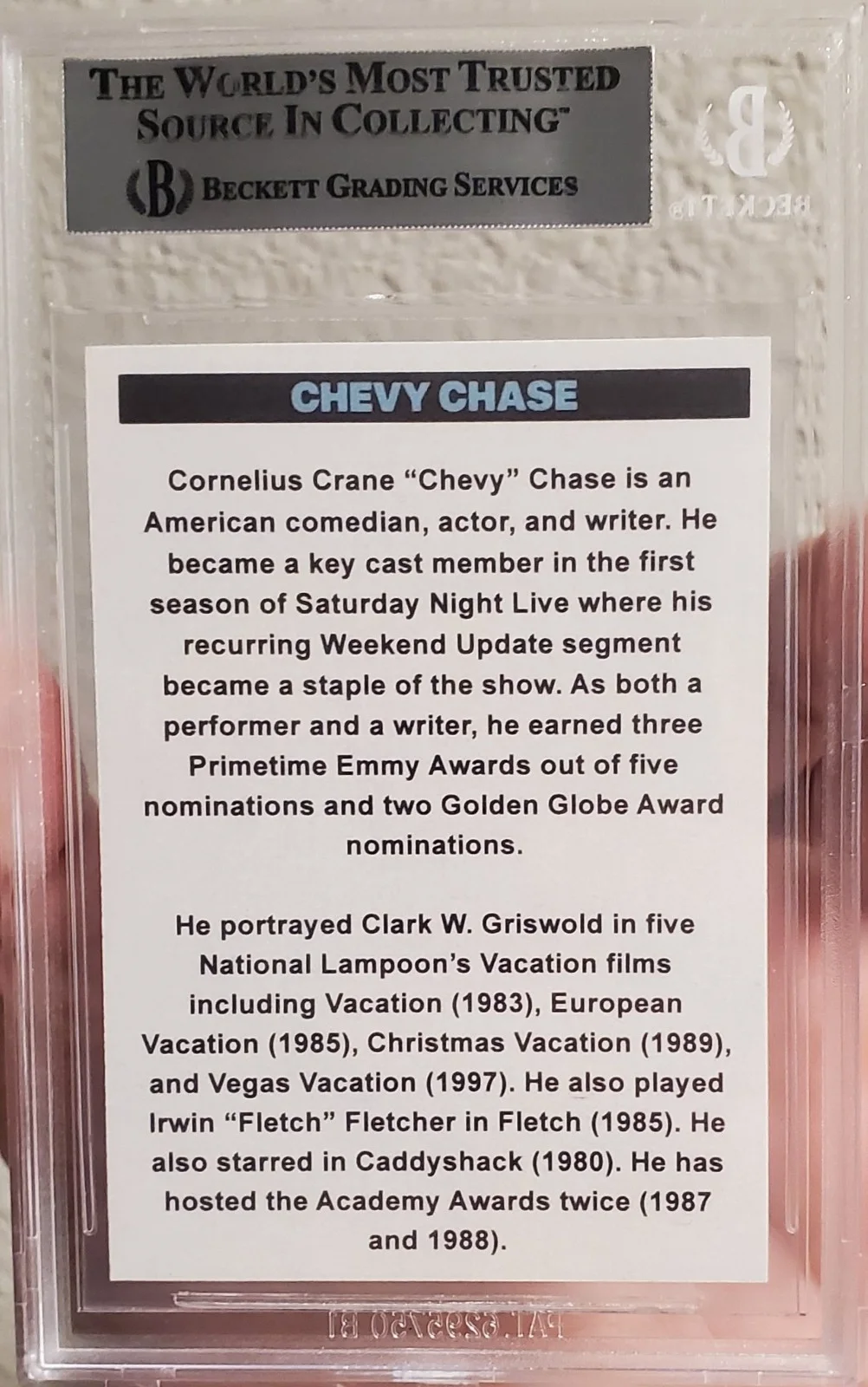 Chevy Chase — Chevy Chase Fletch-Clark-Webb Custom Card Beckett Auth. Signed Auto Autograph, image 2