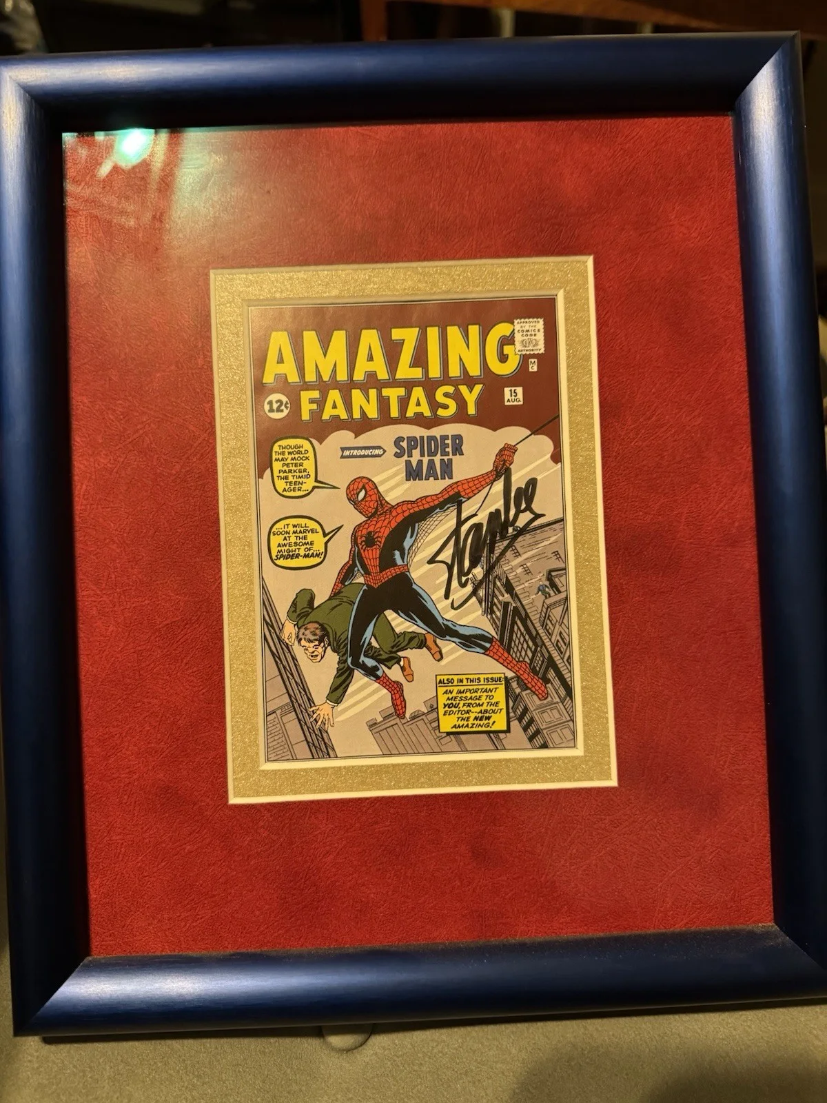 Stan Lee — Stan Lee "Spider-Man" SIGNED 'Amazing Fantasy #15' Photo Framed 11x14 Display