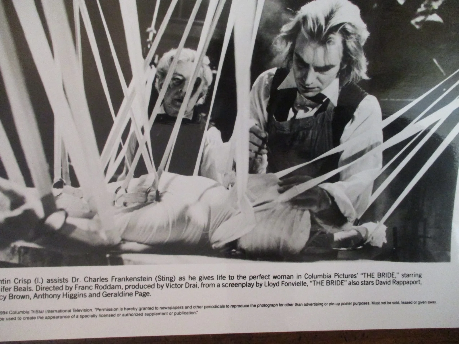 Quentin Crisp/Sting("THE BRIDE")1994 10 x 8 Glossy Black and White Press Photo, image 2