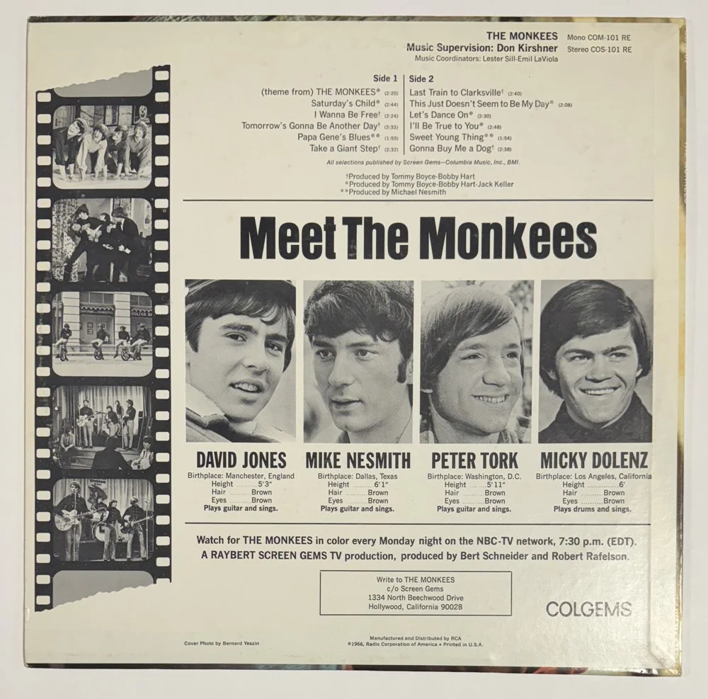THE MONKEES band signed 1966 debut album JONES NESMITH TORK DOLENZ JSA, image 2