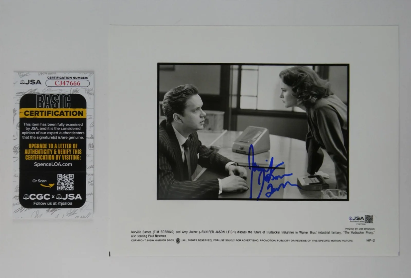 Jennifer Jason Leigh — Jennifer Jason Leigh Signed 8x10 Promo Photo The Hudsucker Proxy JSA COA