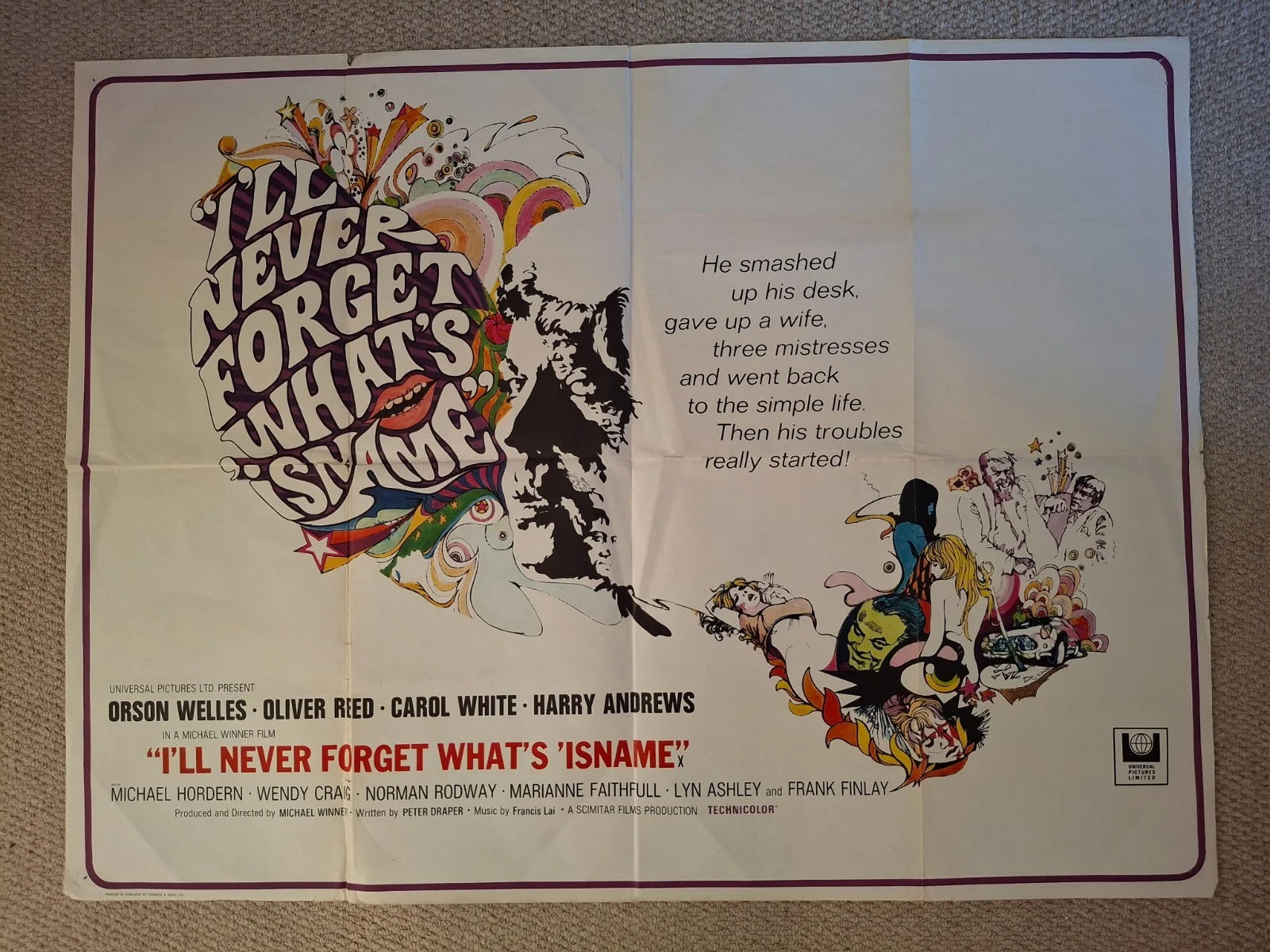 I'll Never Forget What's 'Isname Rare Original Film Cinema Movie Quad Poster, изображение 2