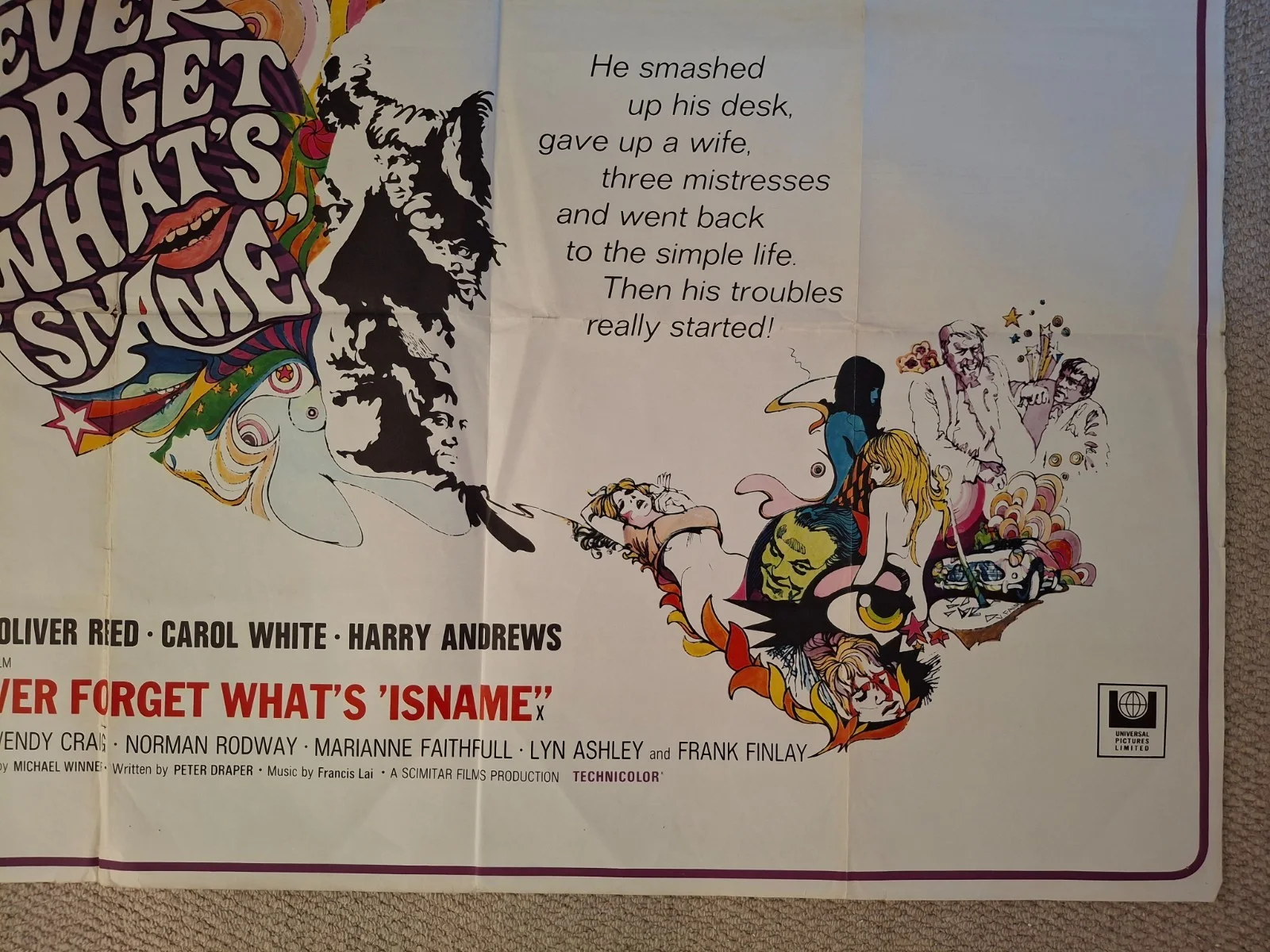 I'll Never Forget What's 'Isname Rare Original Film Cinema Movie Quad Poster, изображение 5