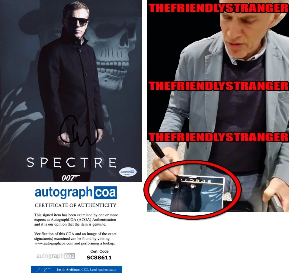 CHRISTOPH WALTZ — Christoph Waltz signed "SPECTRE" 8x10 Photo EXACT PROOF j BLOFELD 007 Bond ACOA