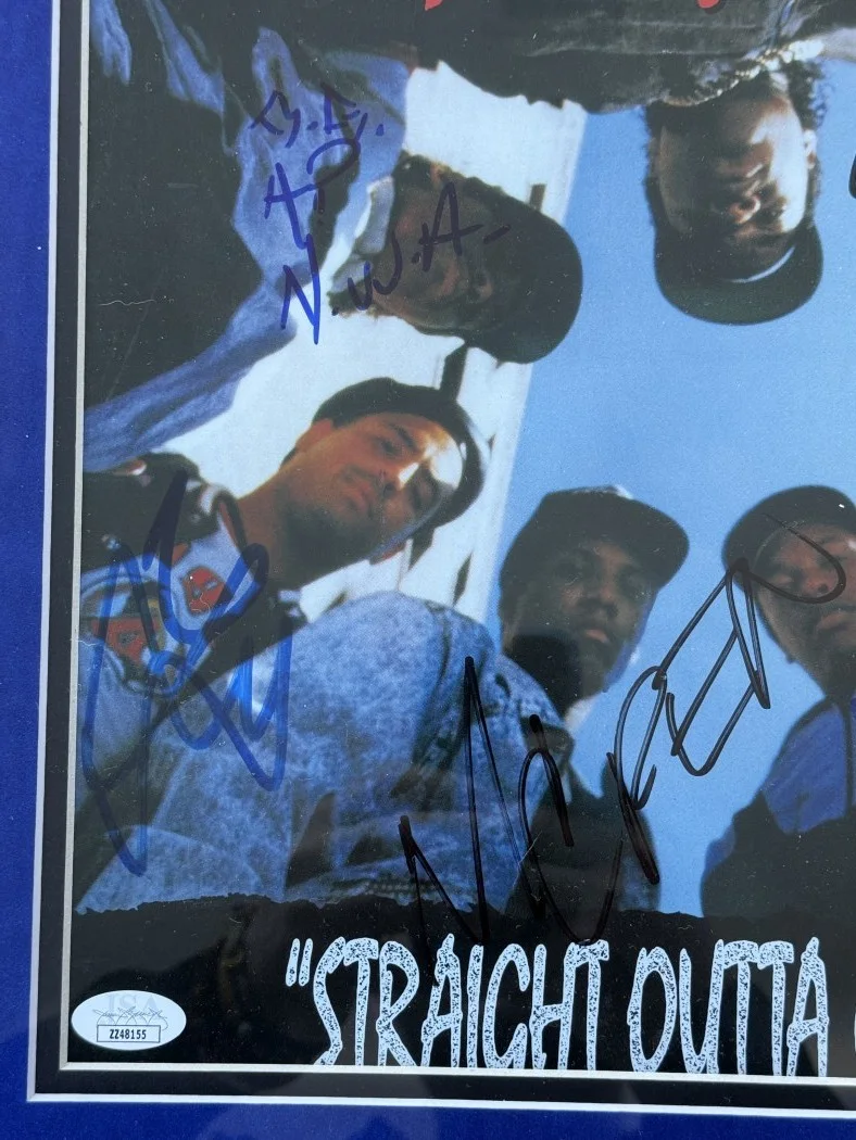 N.W.A Signed Autographed Album Cover Ice Cube Dr. Dre DJ Yella +2 Framed JSA, image 2