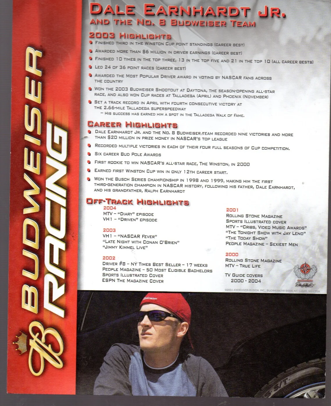 DALE EARNHARDT JR. HAND SIGNED Budweiser Racing AUTOGRAPH, image 3