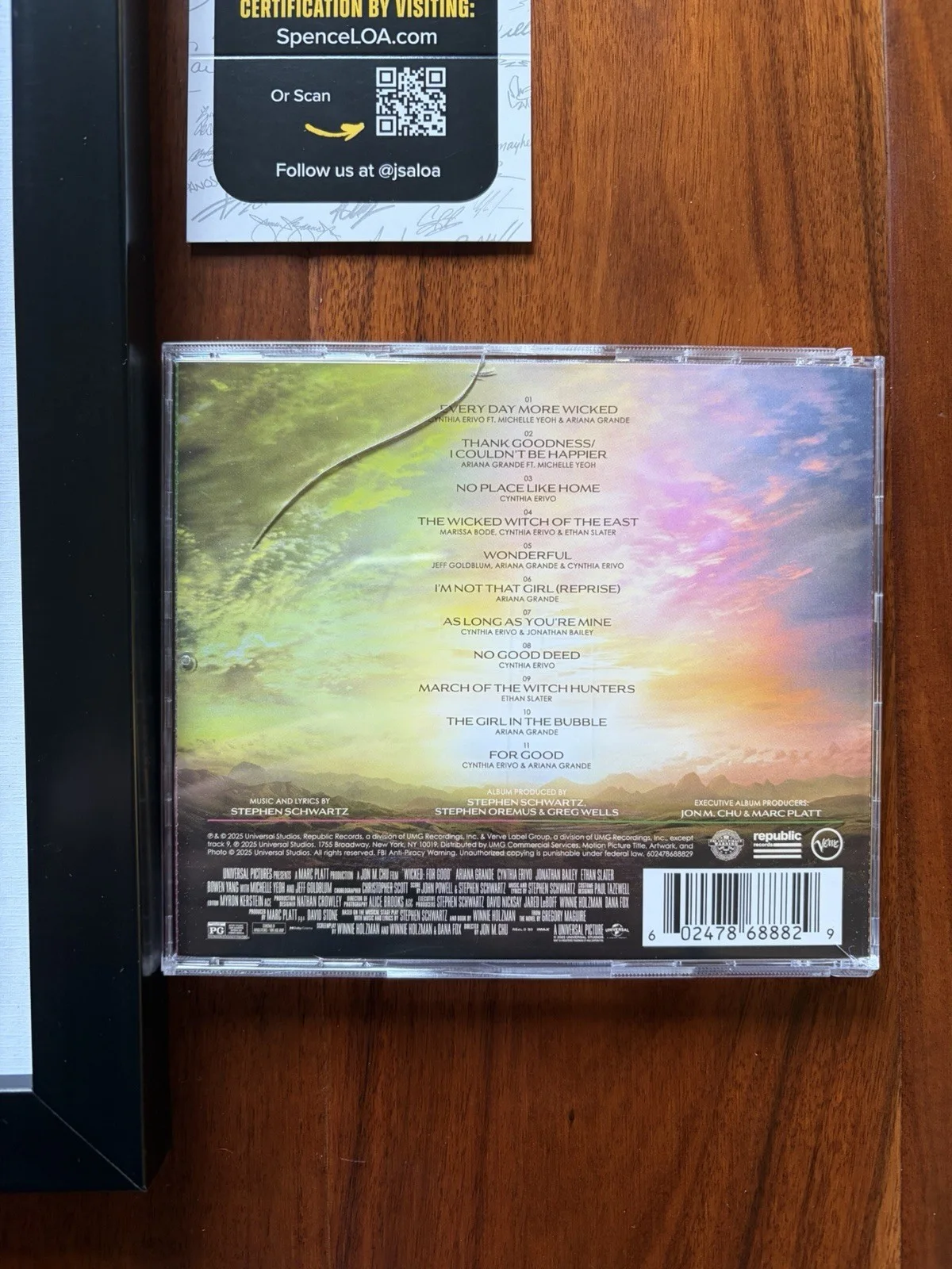Wicked: The Soundtrack Signed CD by Ariana Grande Cynthia Erivo CD FRAMED JSA, изображение 5