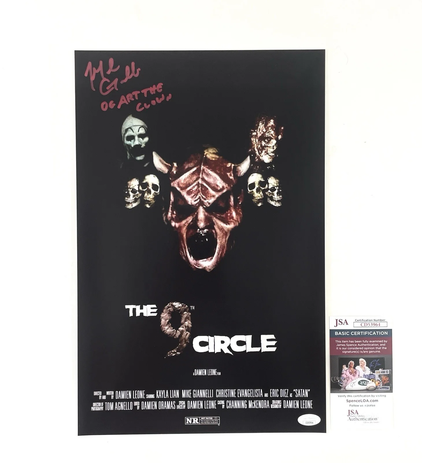 Mike Giannelli — Mike Giannelli Signed The 9th Circle Movie Poster Terrifier All Hallow’s Eve JSA, image 3