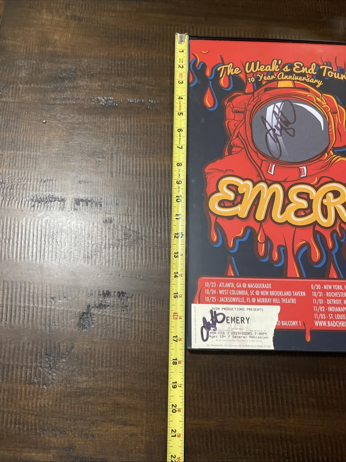 Emery Poster and Ticket From 2014 Signed by Josh Head Autographed I Believe, изображение 2