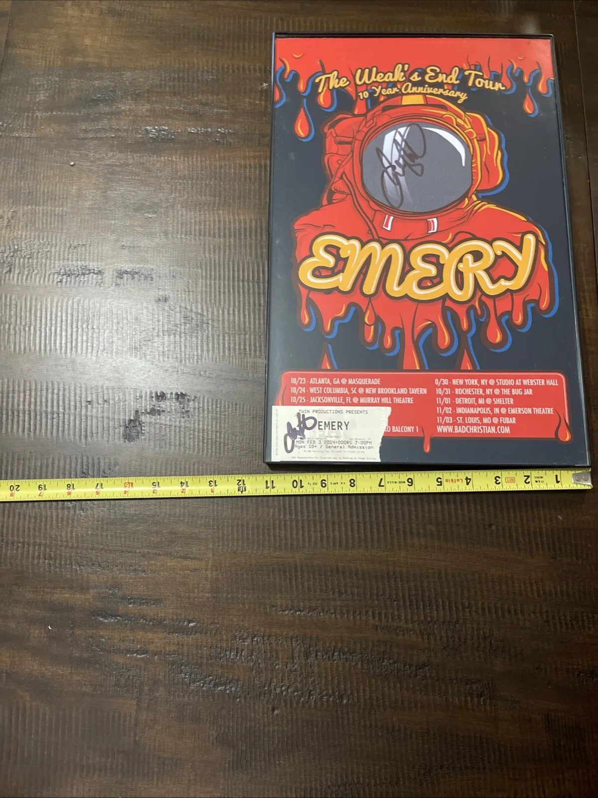 Emery Poster and Ticket From 2014 Signed by Josh Head Autographed I Believe, изображение 3