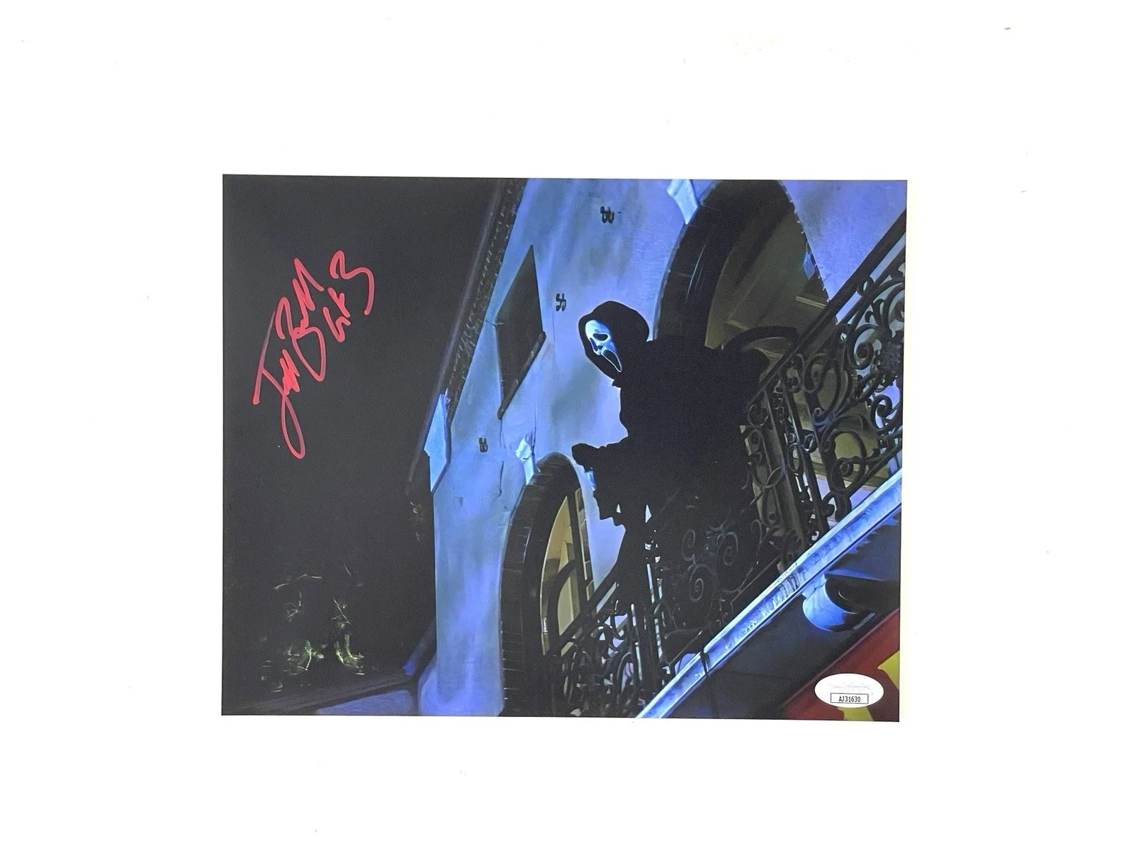 Jeff Brockton — Scream 3 Ghostface Jeff Brockton Signed Autographed 8x10 Photo JSA Balcony Scene, image 2