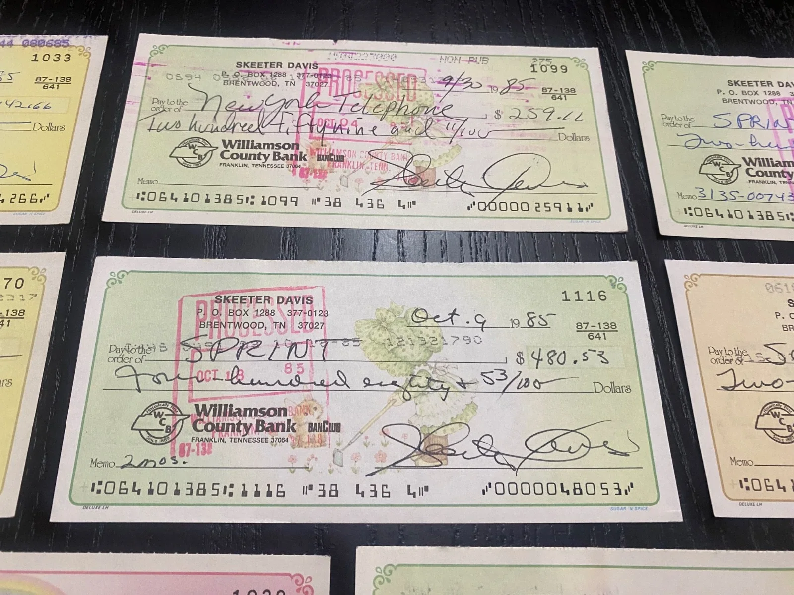 Skeeter Davis — (10) Skeeter Davis - Autographed Signed Checks - The End of The World - 1967, image 5