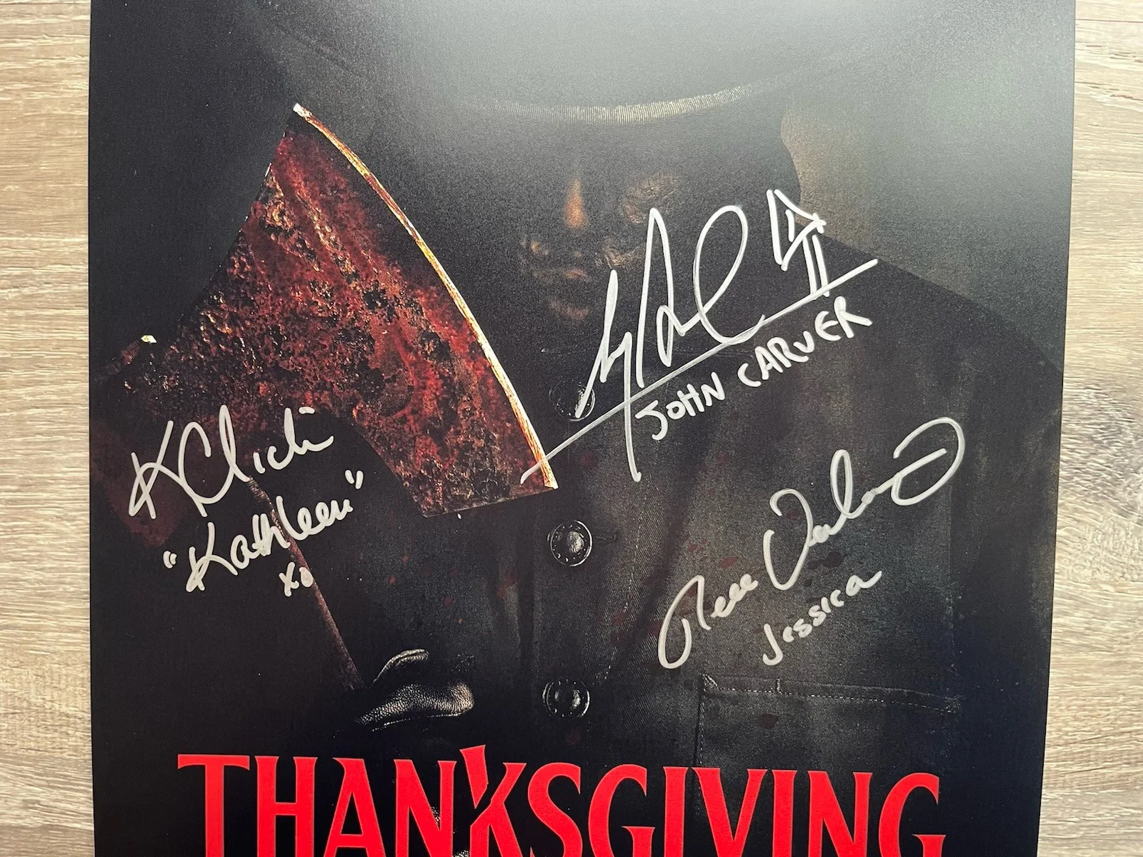Nell Verlaque — Nell Verlaque Alex Armbruster Karen Cliche Signed Thanksgiving 11x17 Photo JSA, изображение 3