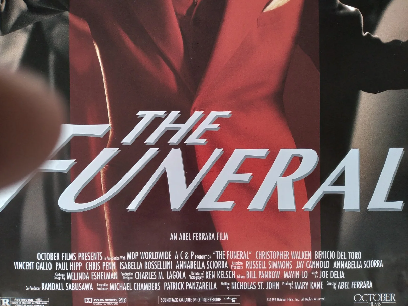 The Funeral original movie 1996 poster US one sheet, изображение 4
