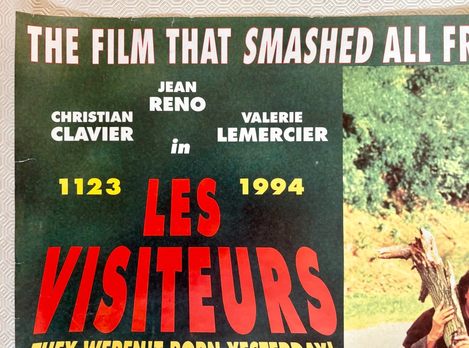 Les Visiteurs Original 1993 Movie Quad Poster Christian Clavier Jean Reno, изображение 5