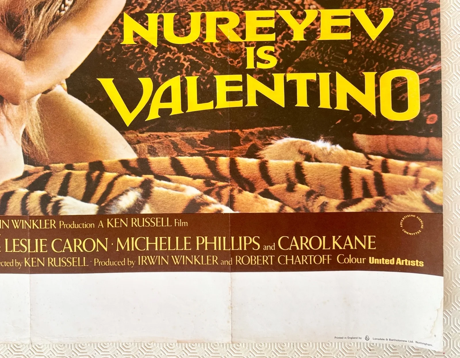 Valentino Original 1977 Movie Quad Poster Rudolf Nureyev Leslie Caron, image 3