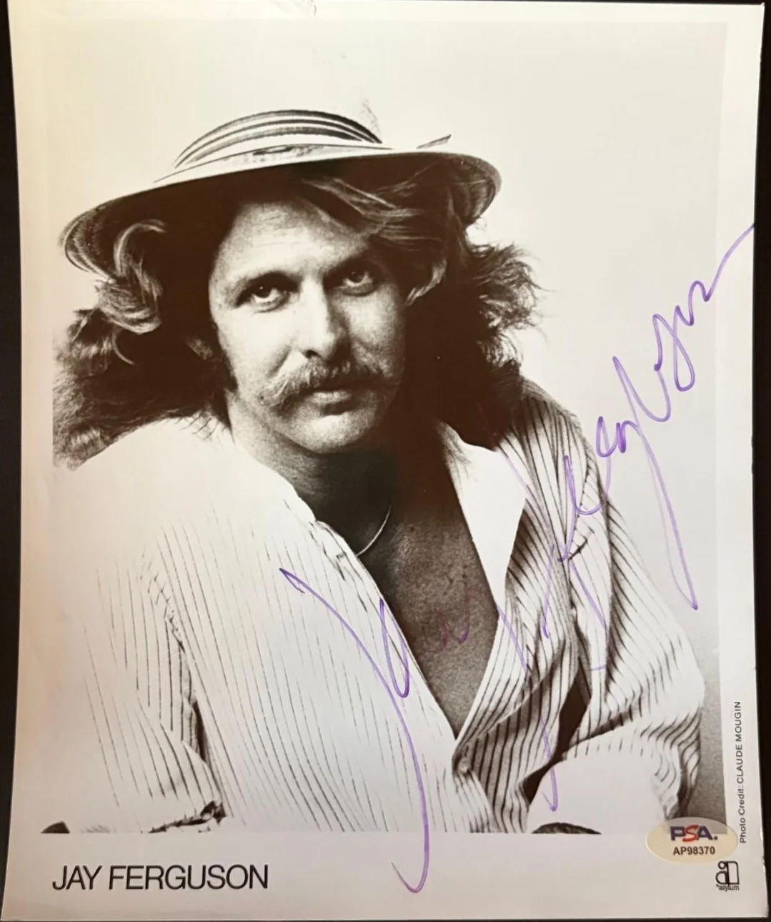 Jay R. Ferguson — JAY R. FERGUSON SIGNED 8X10 PHOTO THUNDER ISLAND SPIRIT & JO JO GUNNE PSA COA C