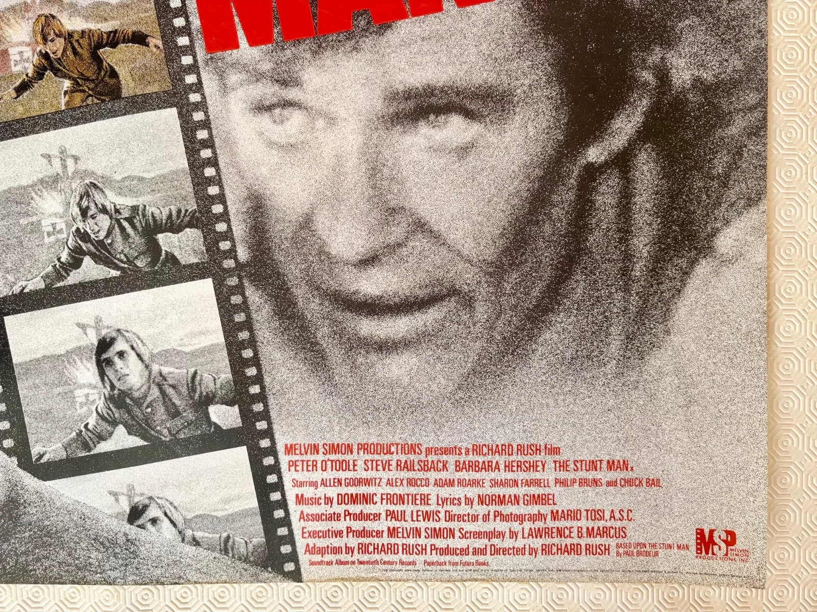 The Stunt Man Original 1980 Quad Poster Peter O'Toole Barbara Hershey, изображение 3