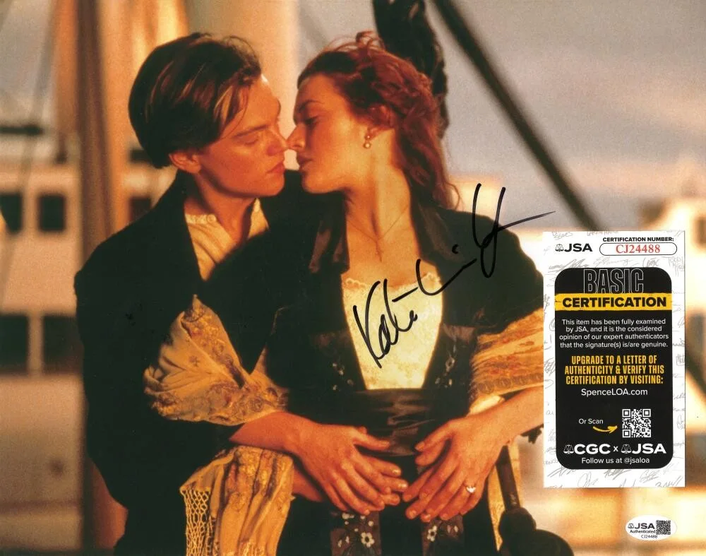 Kate Winslet — Kate Winslet Signed Autograph 11x14 Photo w/ Leonardo Dicaprio in Titanic JSA, image 2