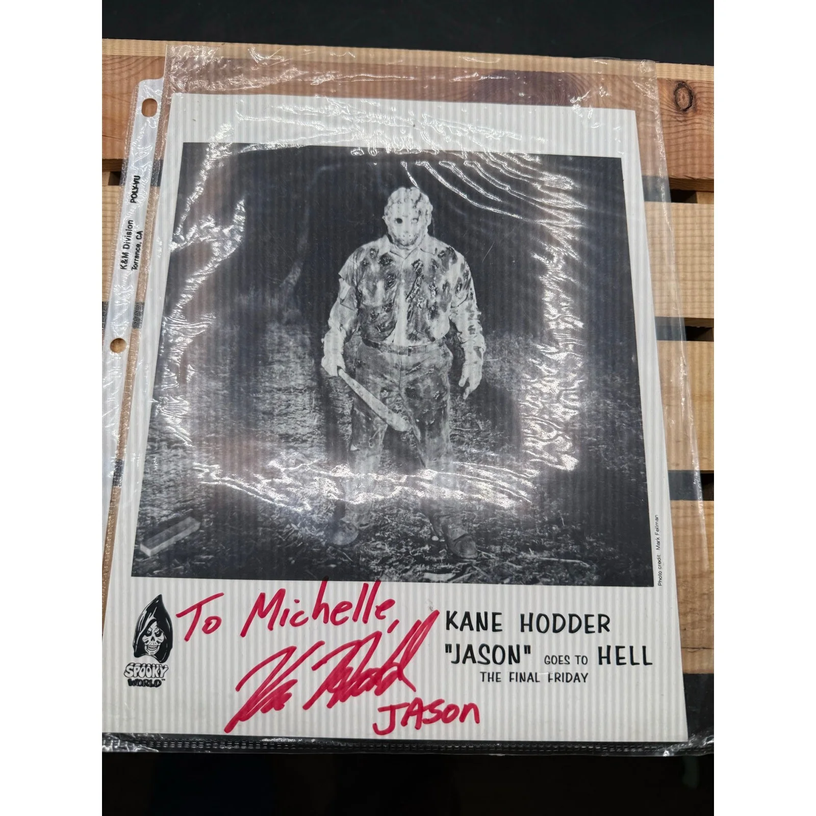 Kane Hodder Autographed “Jason Goes to Hell” 8x10 Press Photo- Red sig, изображение 4