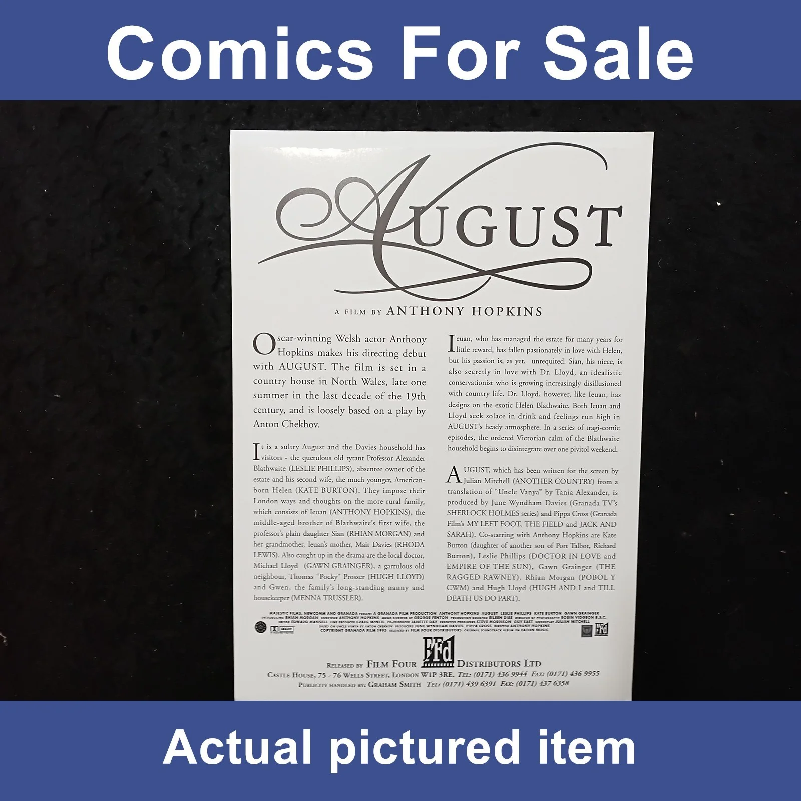 August a film by Anthony Hopkins movie - Original Press Brochure (LOT#14459), изображение 4