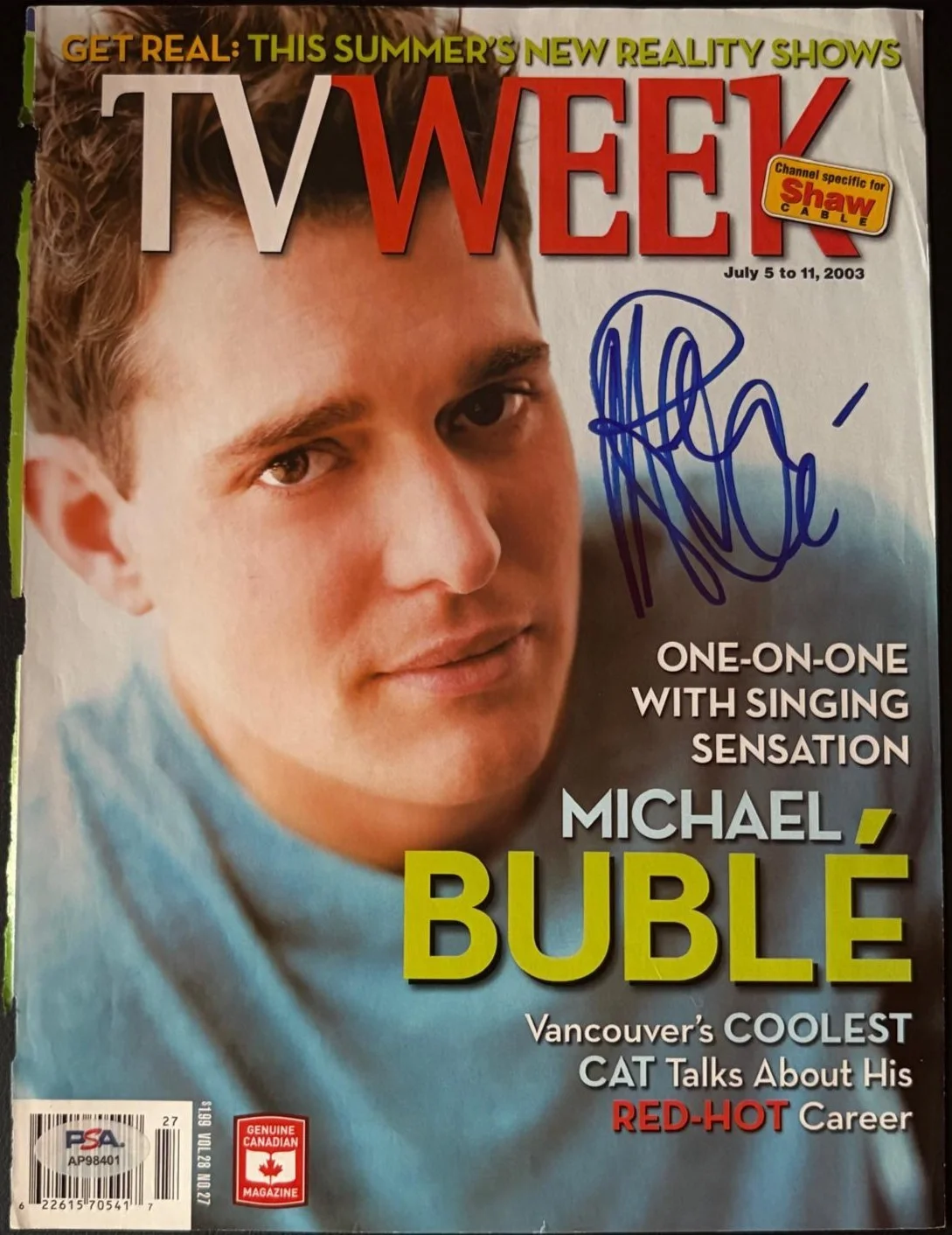 Michael Buble — MICHAEL BUBLE SIGNED AUTOGRAPHED MAGAZINE COVER CRAZY LOVE TV WEEK RARE PSA COA