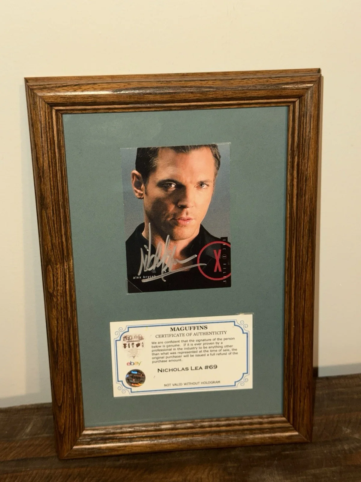 Nicholas Lea #69 Signed Autographed Framed Certificate of Authenticity, image 2