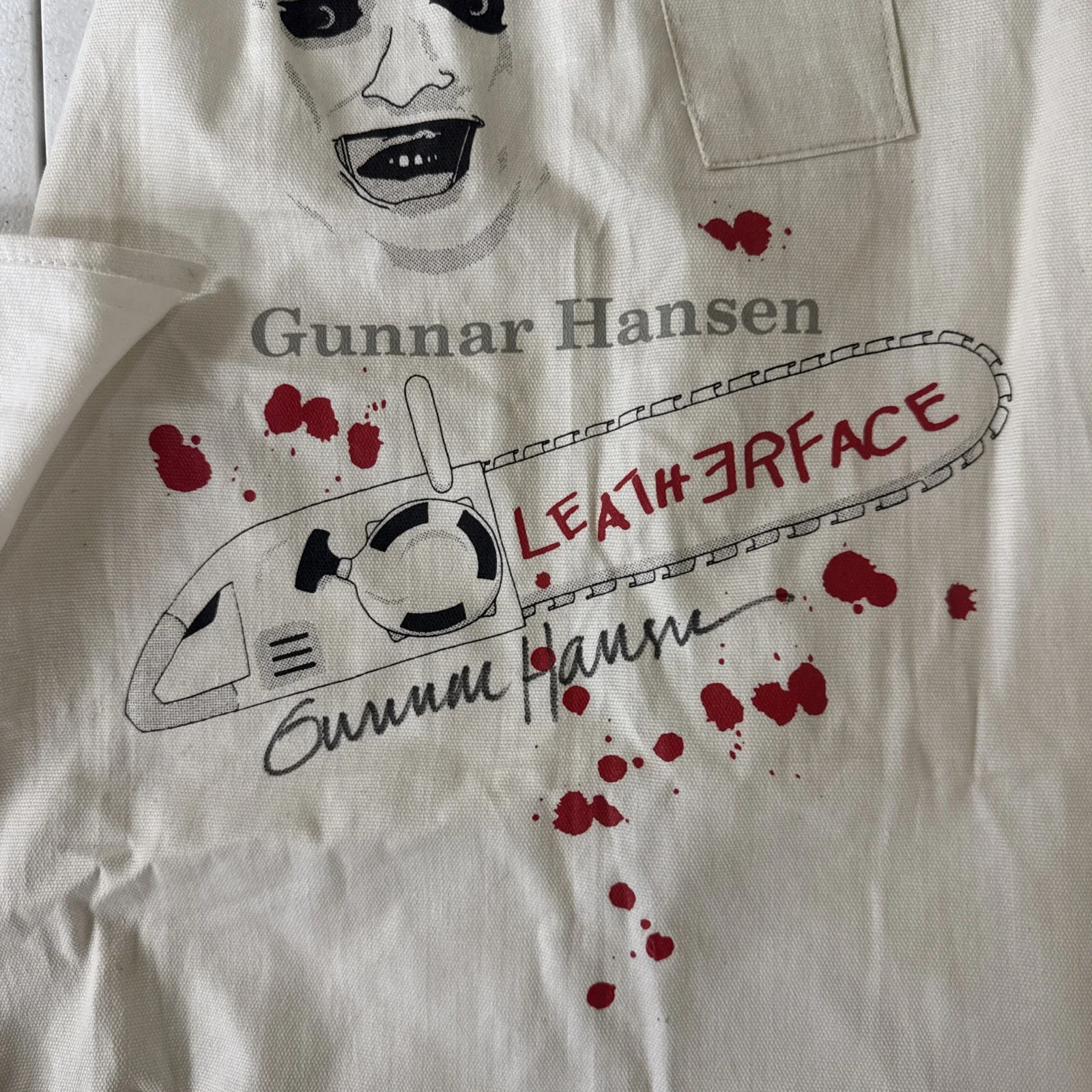Gunnar Hansen Leatherface Texas Chainsaw Massacre Signed Autograph Apron, image 3