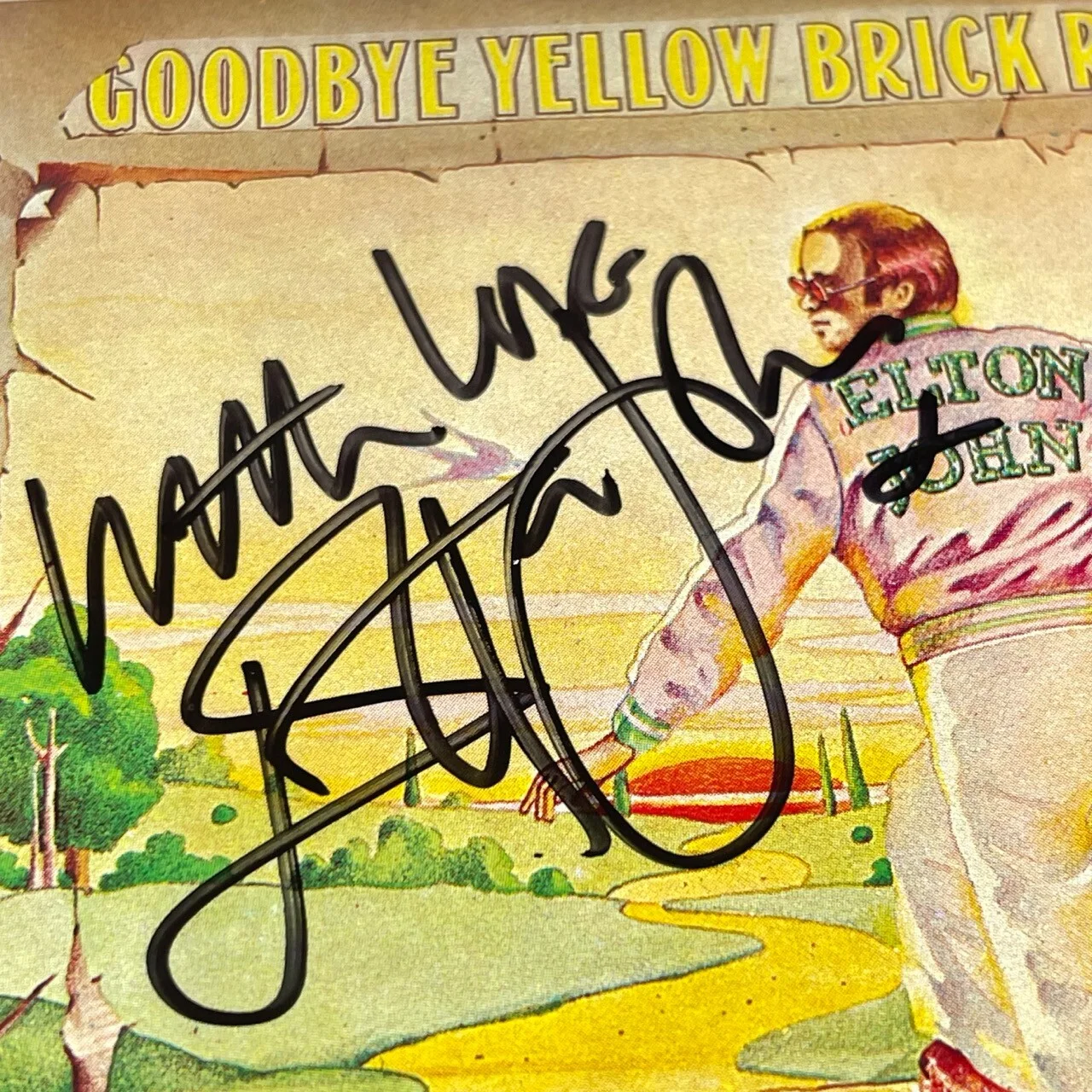 Elton John — Elton John Signed Autograph Goodbye Yellow Brick Road CD Display w/ PSA DNA, image 2