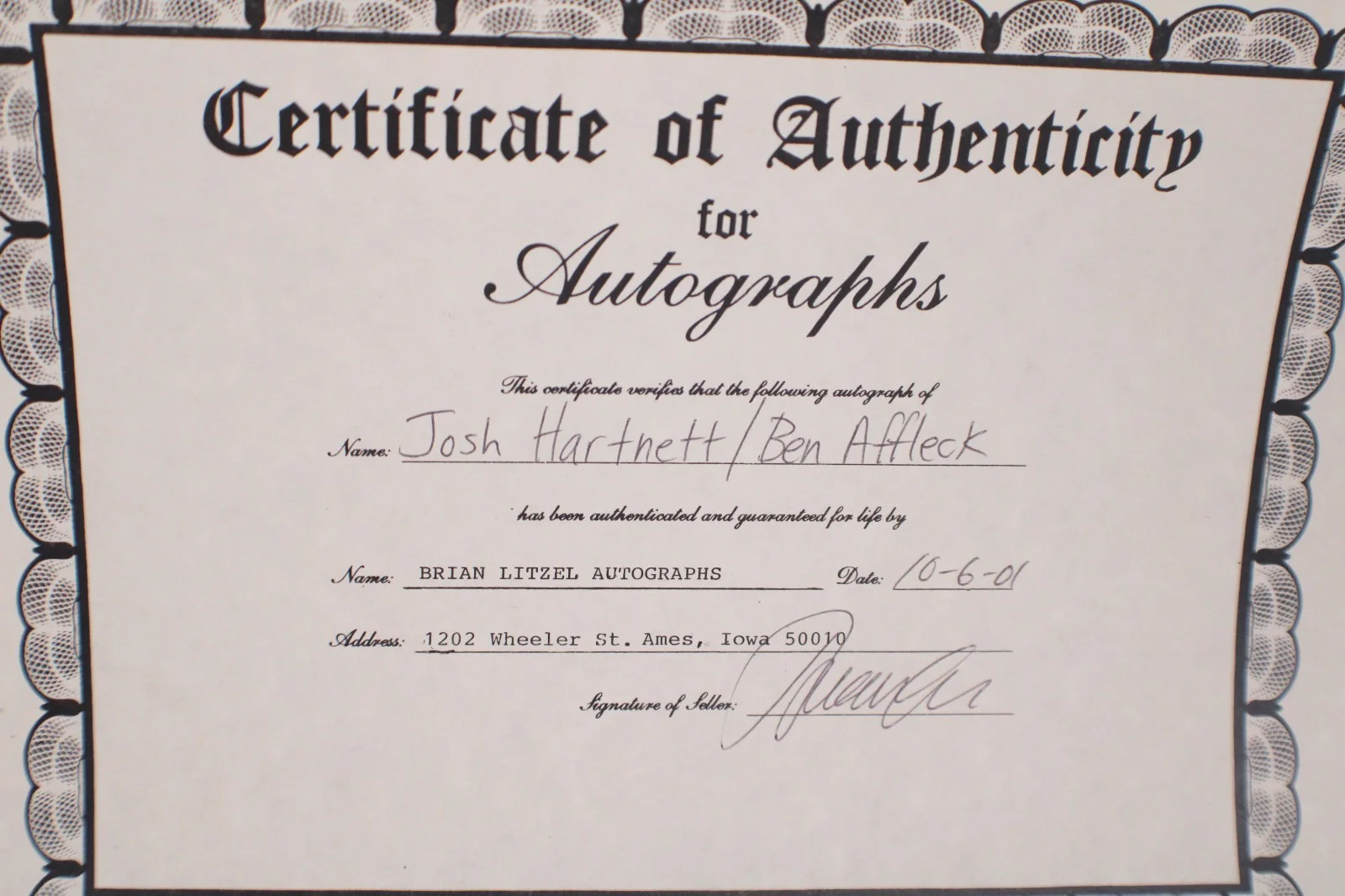 Pearl Harbor Ben Affleck and Josh Hartnett Signed Movie Photo With COA, изображение 4