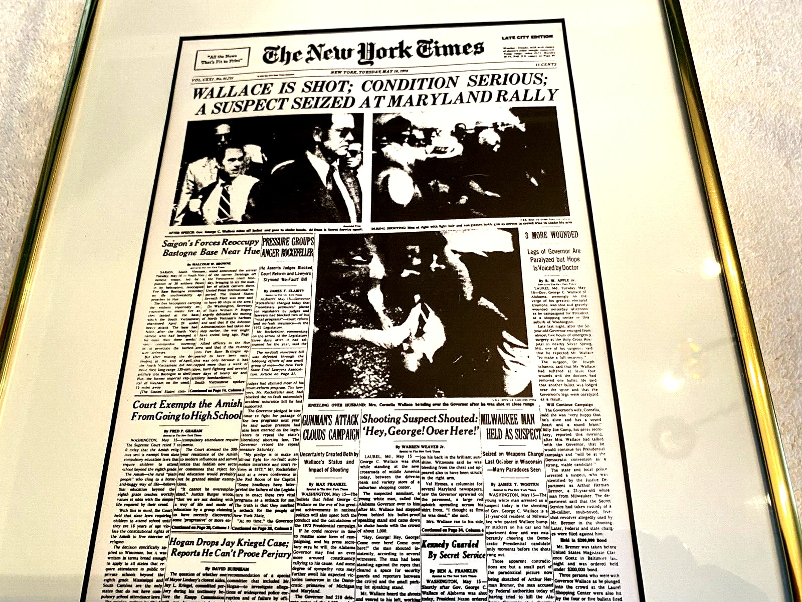 George Wallace Facsimile Signed (3x5) Framed & Matted Photo, image 2