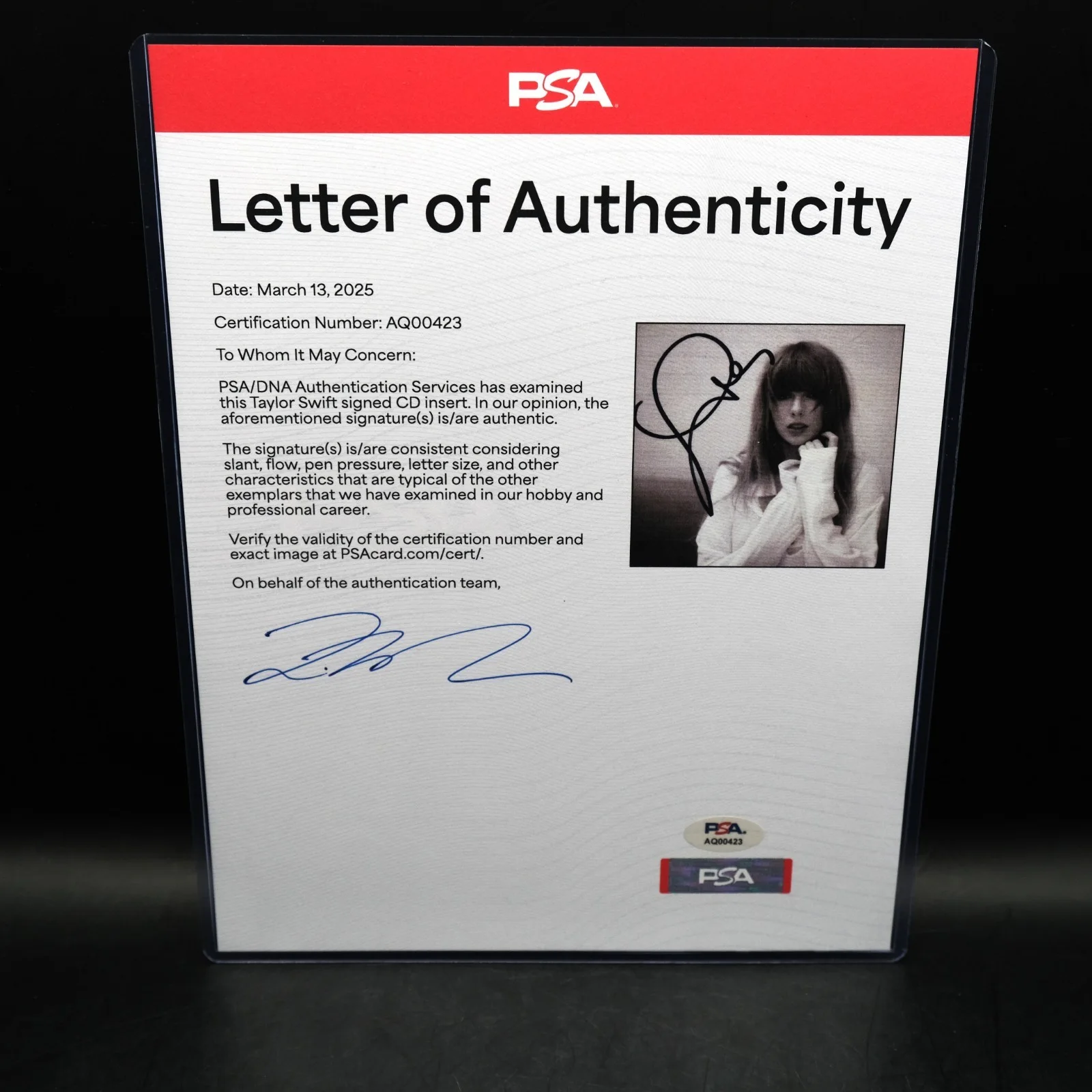 LONG Taylor Swift Signed CD Framed PSA/DNA Tortured Poets Department TTPD LOA, изображение 3