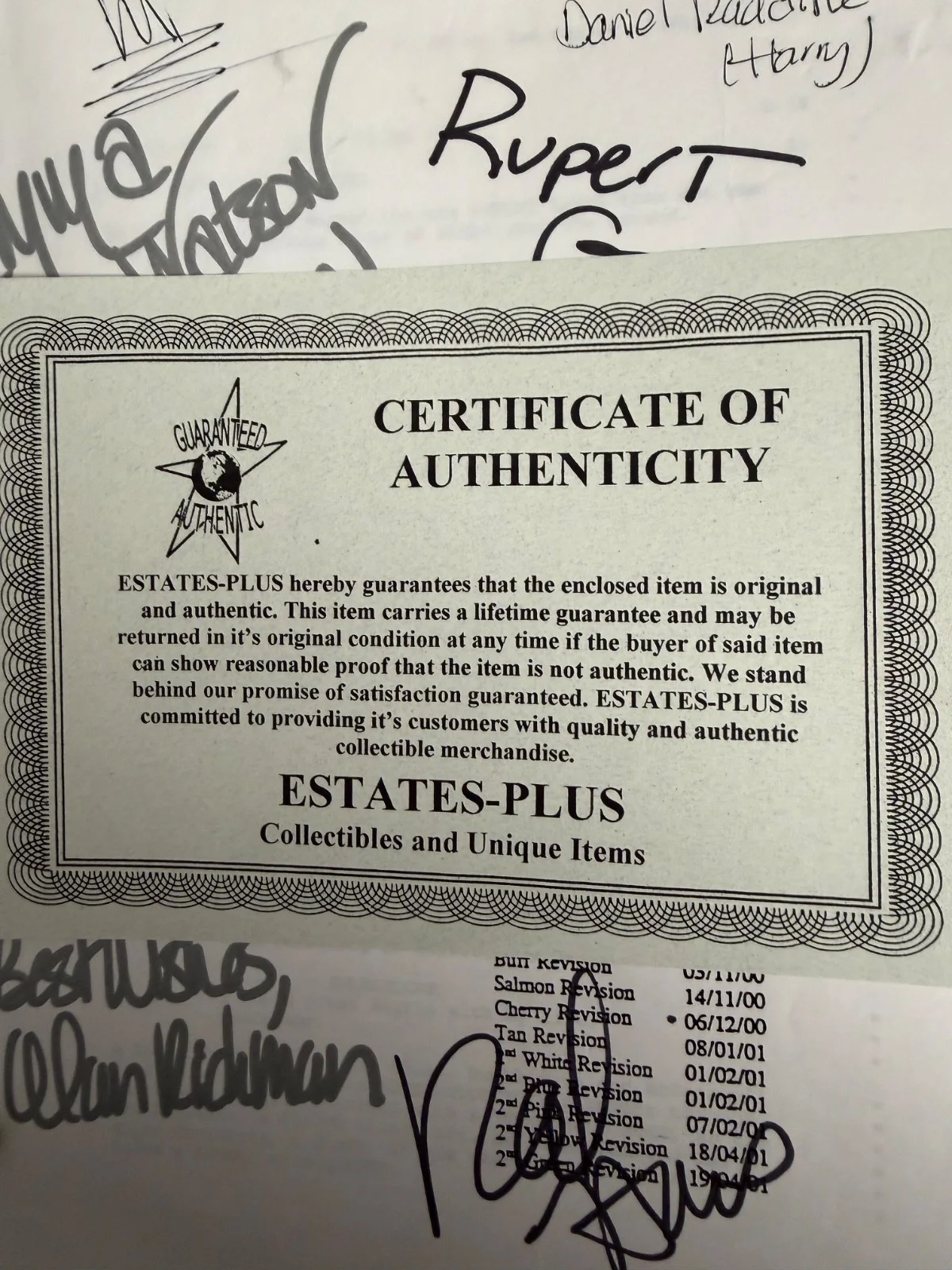 Cast, Author — Harry Potter and the Sorcerer's Stone Script Signed by Cast & J. K. Rowling, изображение 3