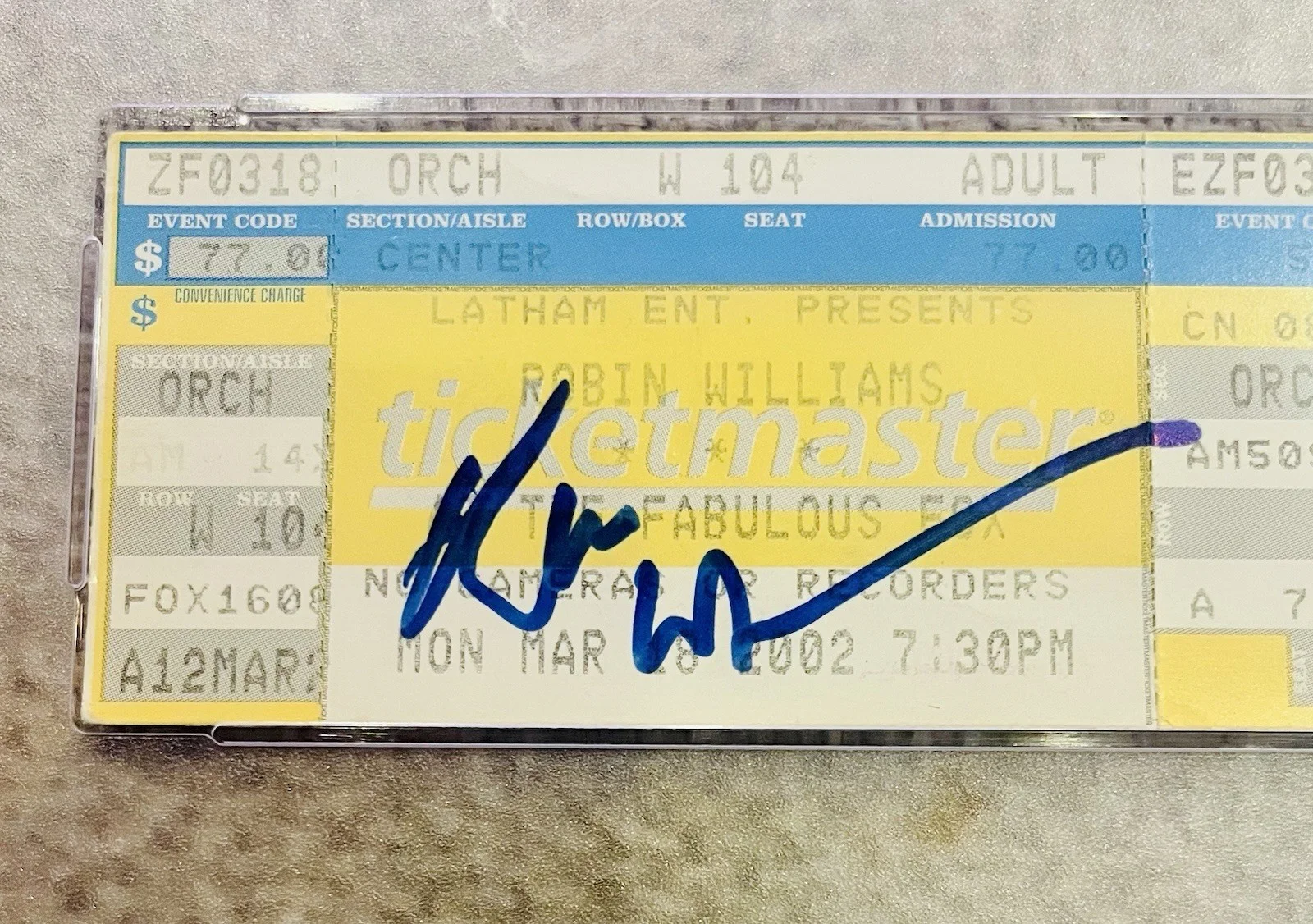 Robin Williams Signed 2002 Show Ticket Gem Autograph PSA/DNA RIP 2014, image 2