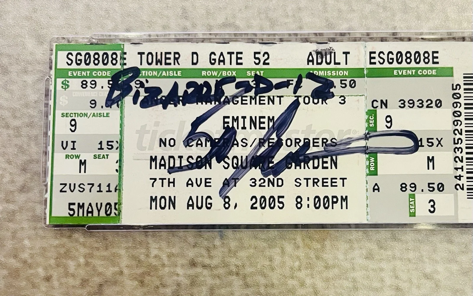 Curtis “50 Cent” Jackson & “Bizarre” Johnson Signd 2005 Ticket Autograph PSA/DNA, image 2