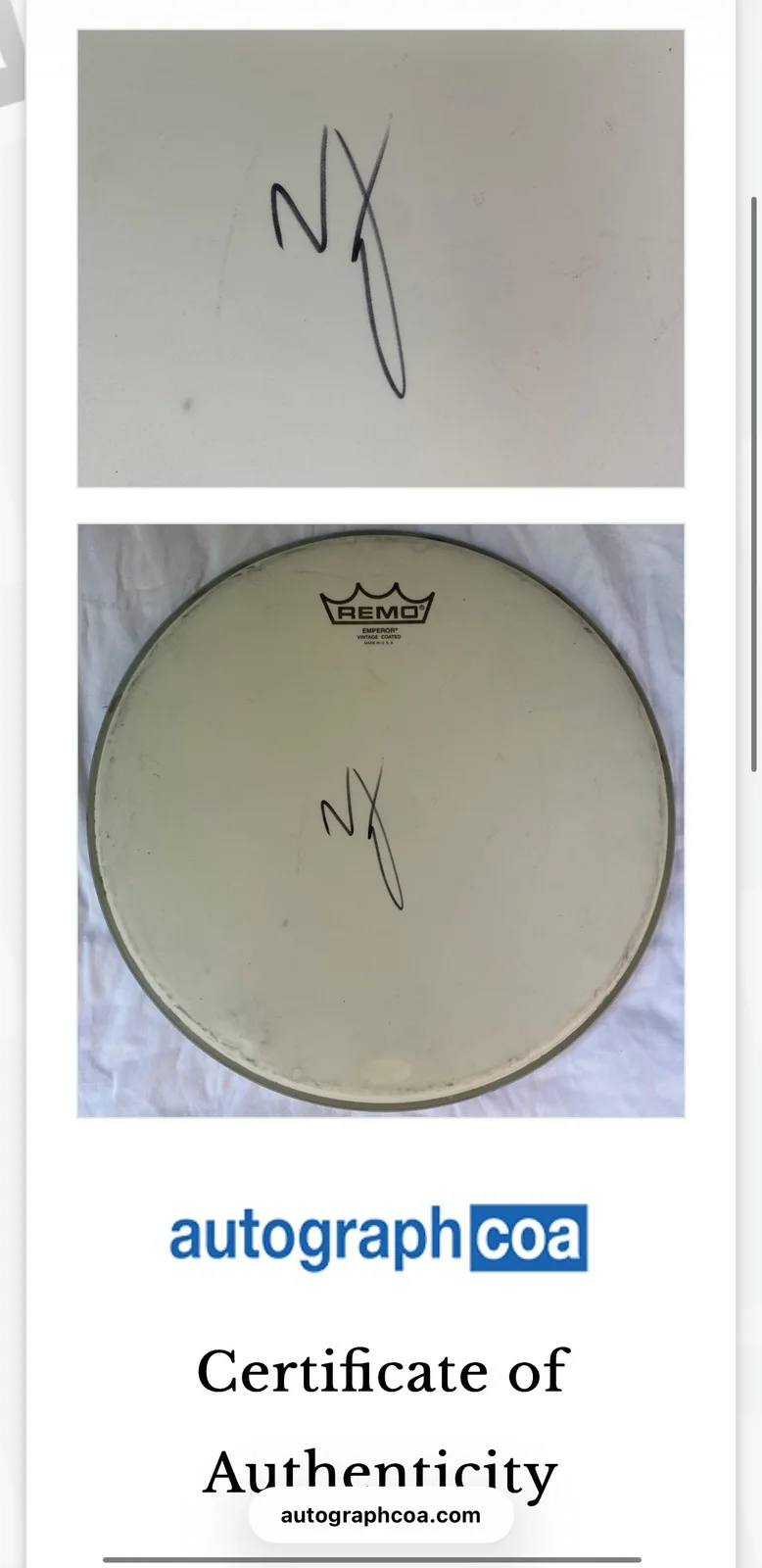 Vince Neil Signed Mötley Crüe Drum Head ACOA, image 5